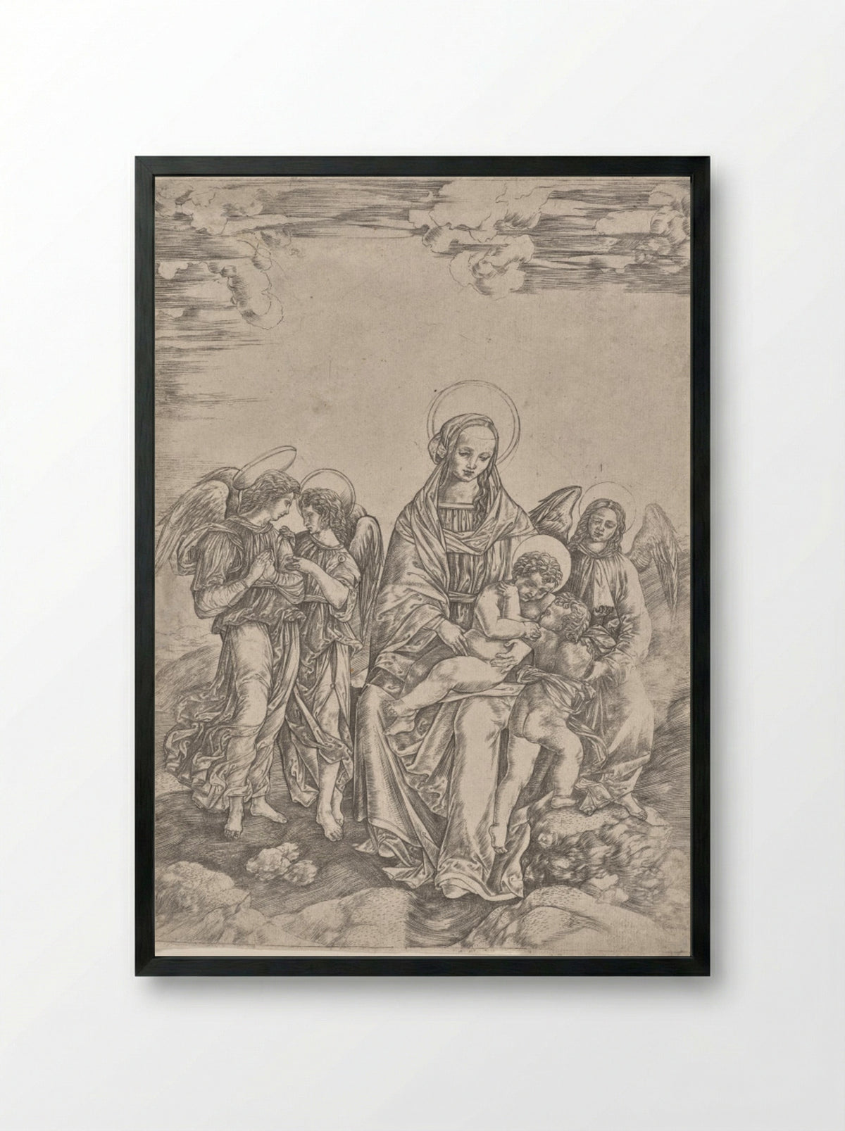 Virgin and Child with the Infant Saint John - Cristofano Robetta - Framed Print Black