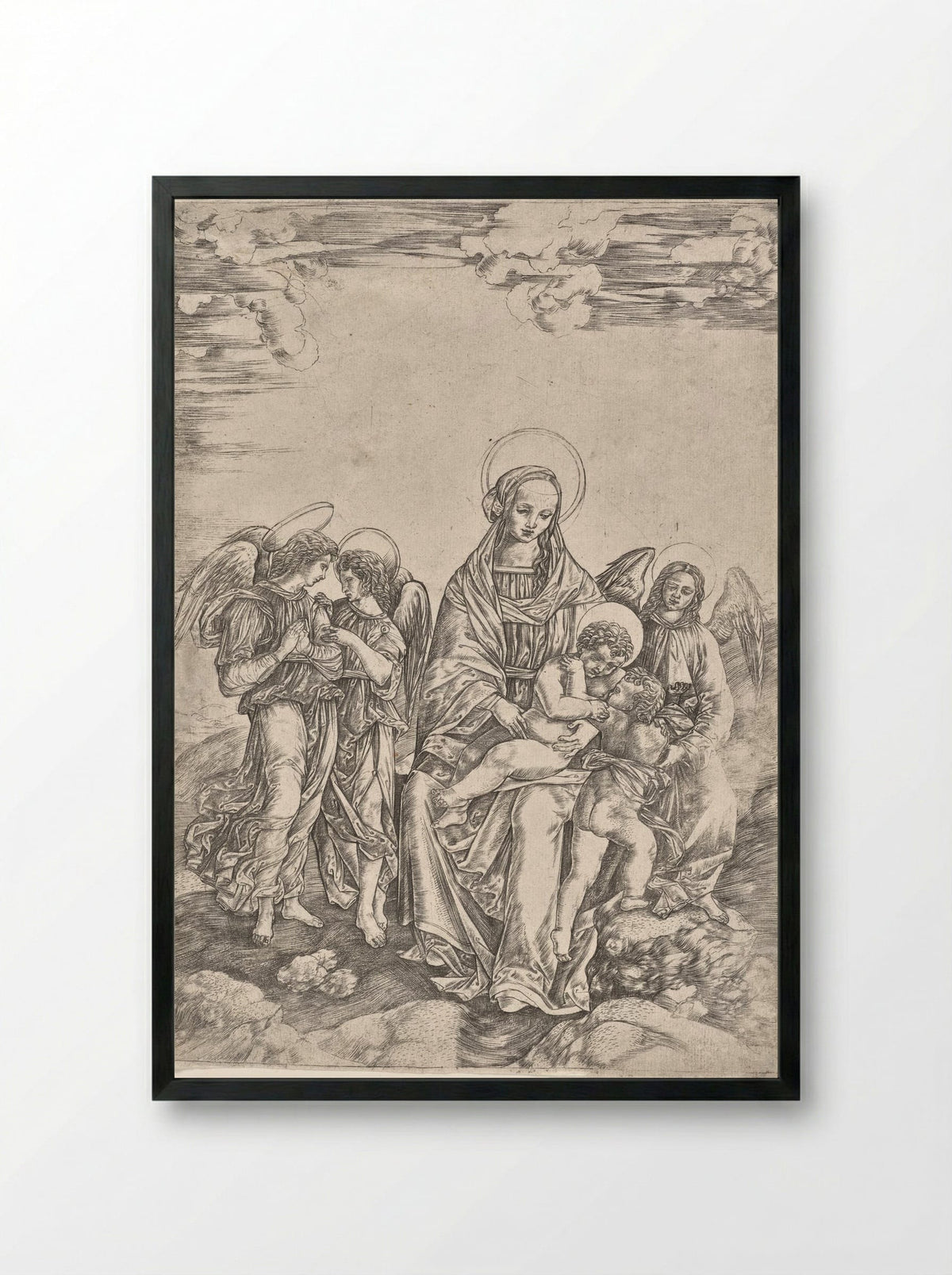 Virgin and Child with the Infant Saint John - Cristofano Robetta - Framed Print Black