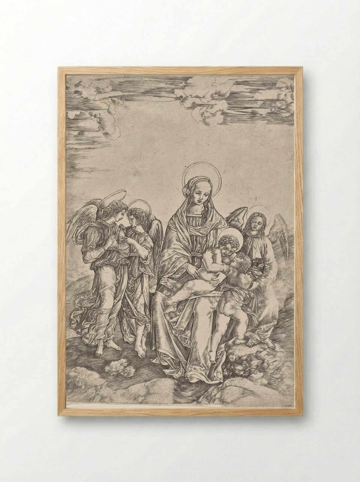 Virgin and Child with the Infant Saint John - Cristofano Robetta - Framed Print Wood