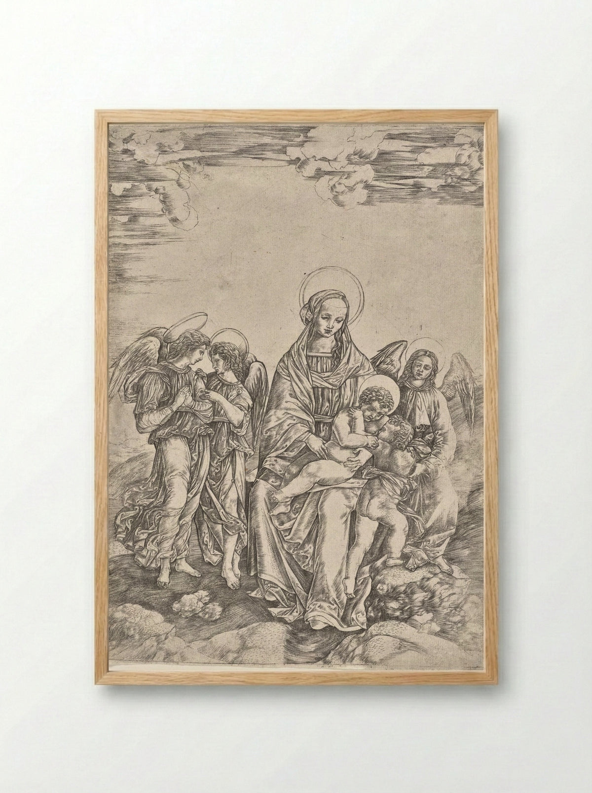 Virgin and Child with the Infant Saint John - Cristofano Robetta - Framed Print Wood