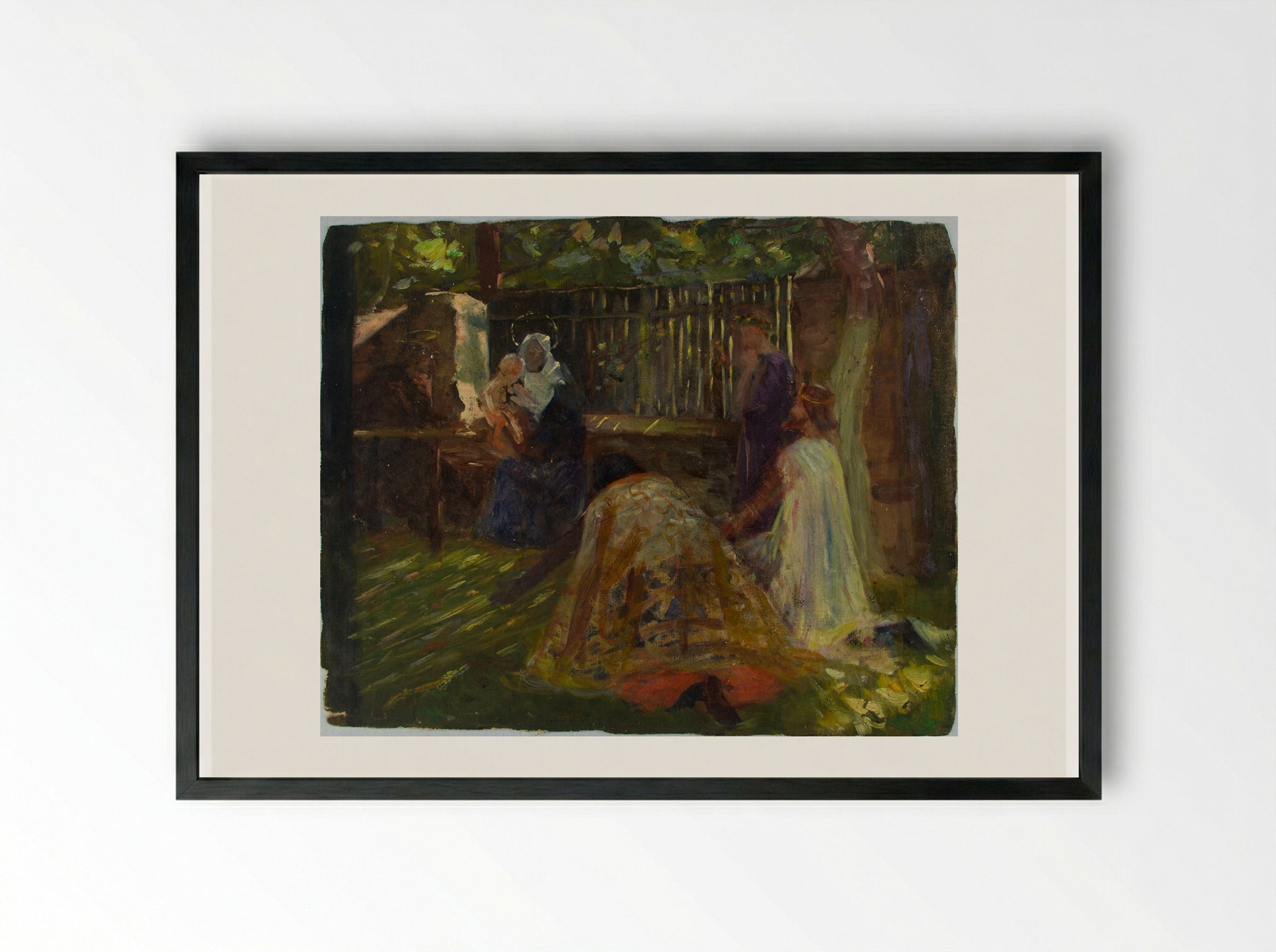 Virgin and Child with the Magi - William Valentine Schevill - Framed Print Black