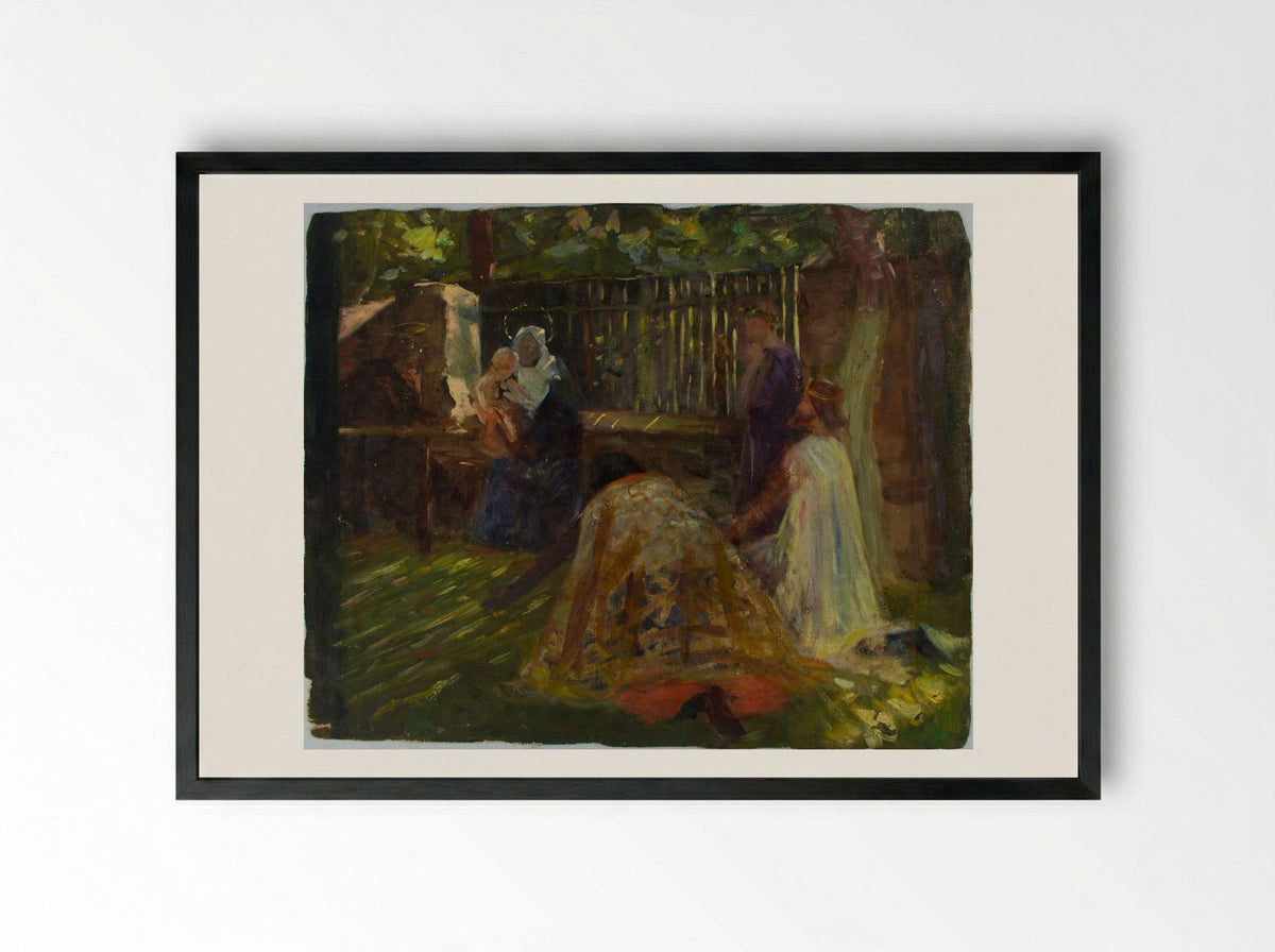 Virgin and Child with the Magi - William Valentine Schevill - Framed Print Black