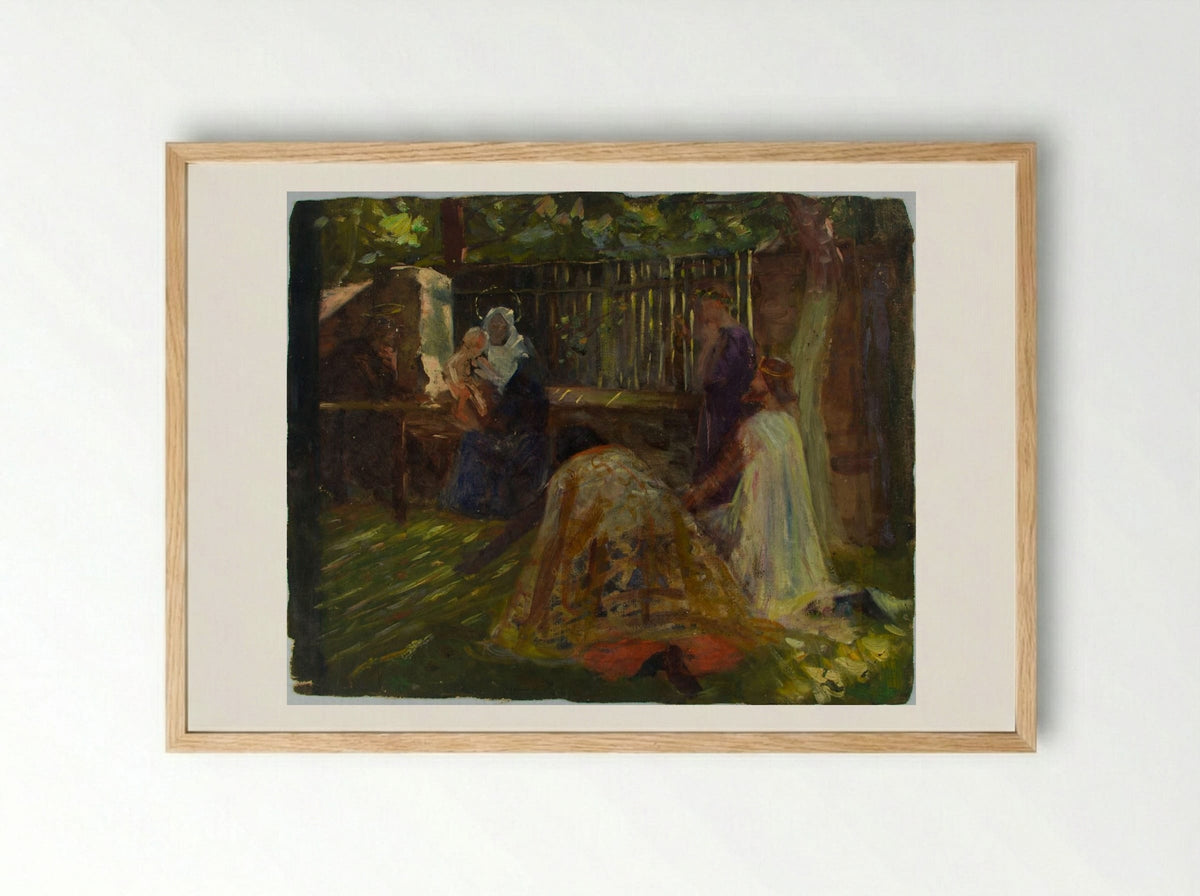 Virgin and Child with the Magi - William Valentine Schevill - Framed Print Wood