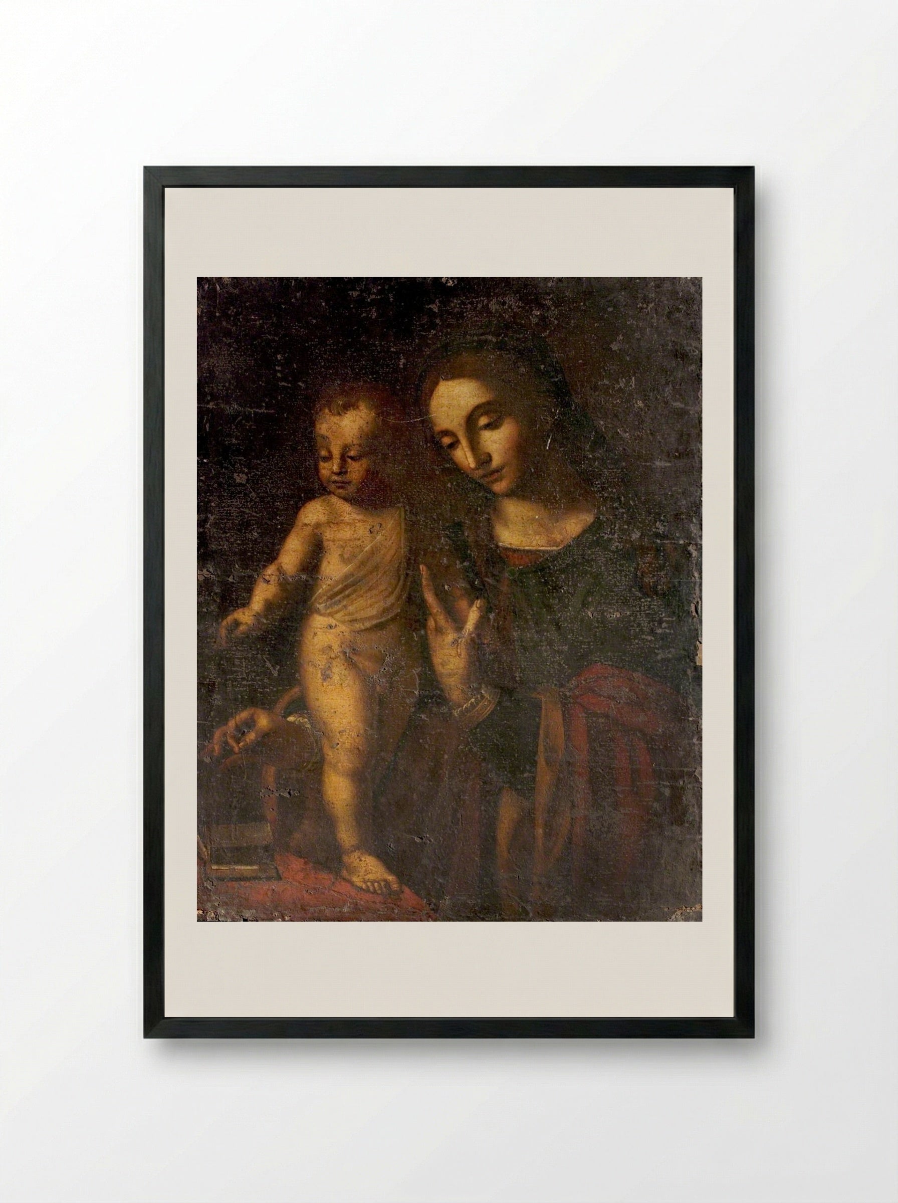 Virgin and Child - Bernardino Luini - Framed Print Black