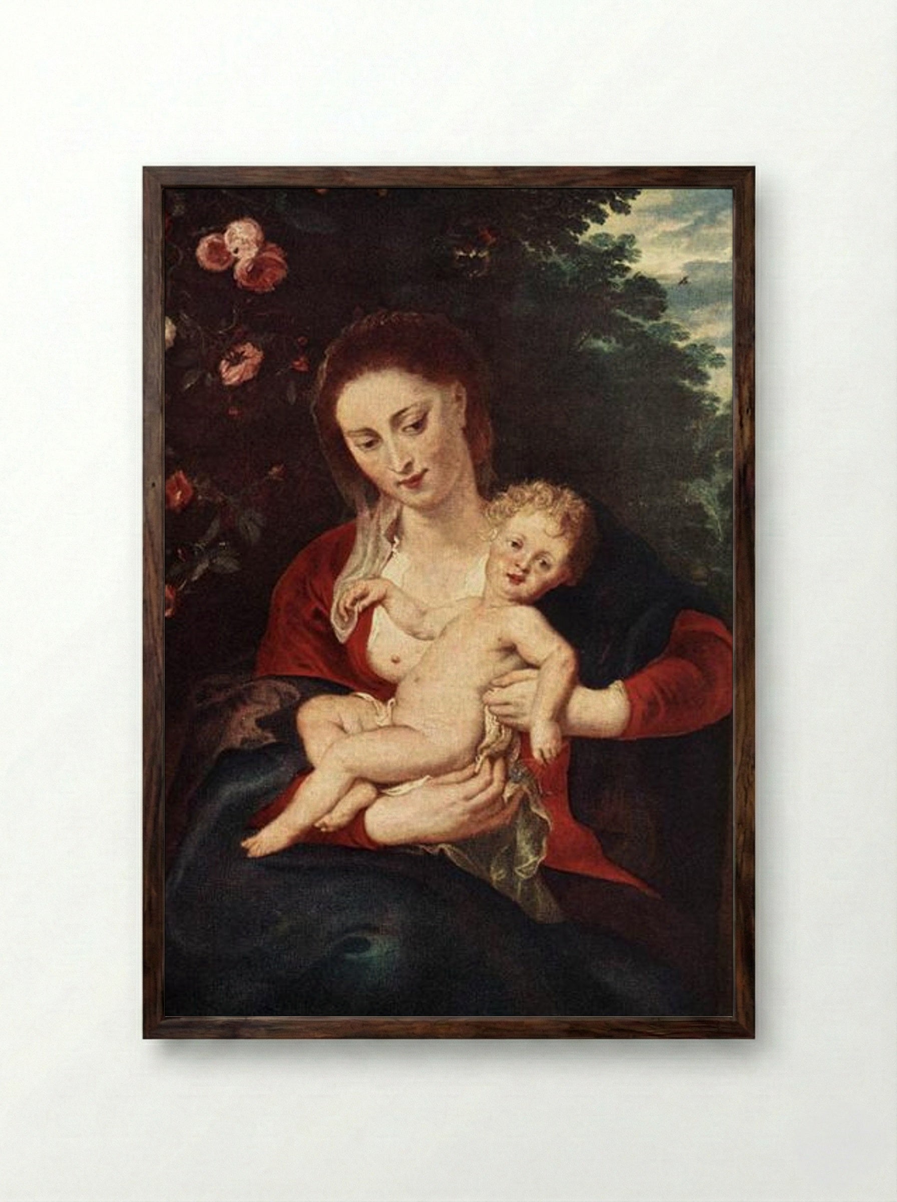 Virgin and Child - Peter Paul Rubens - Framed Print Dark Wood