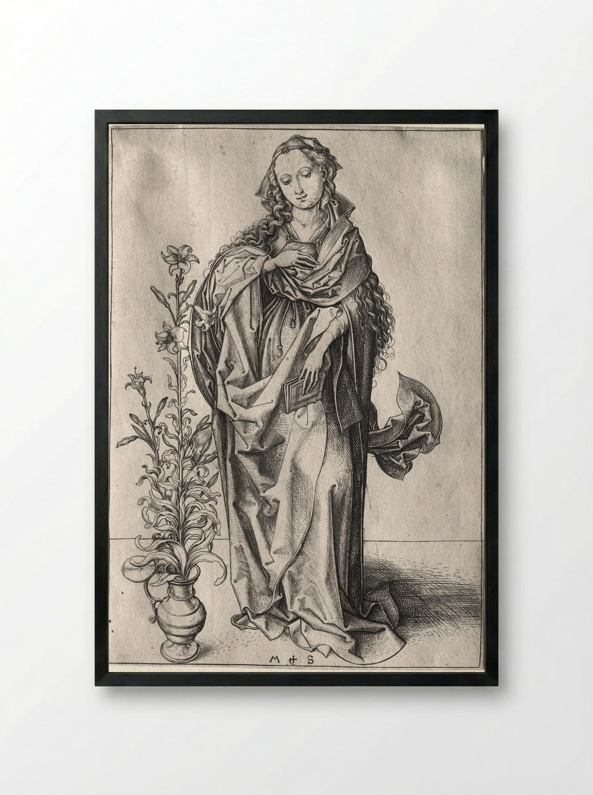 Virgin of the Annunciation - Martin Schongauer - Framed Print Black