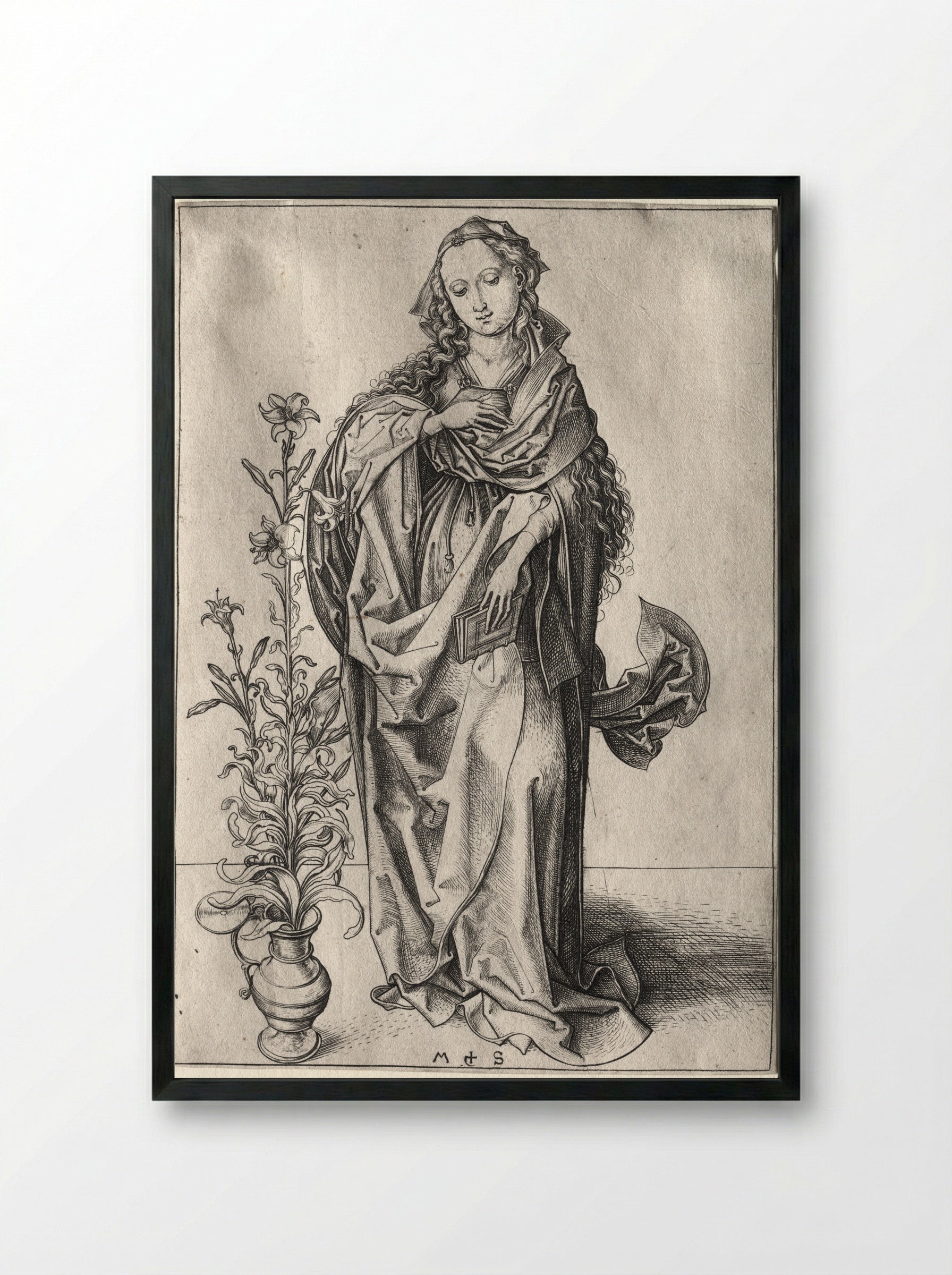 Virgin of the Annunciation - Martin Schongauer - Framed Print Black