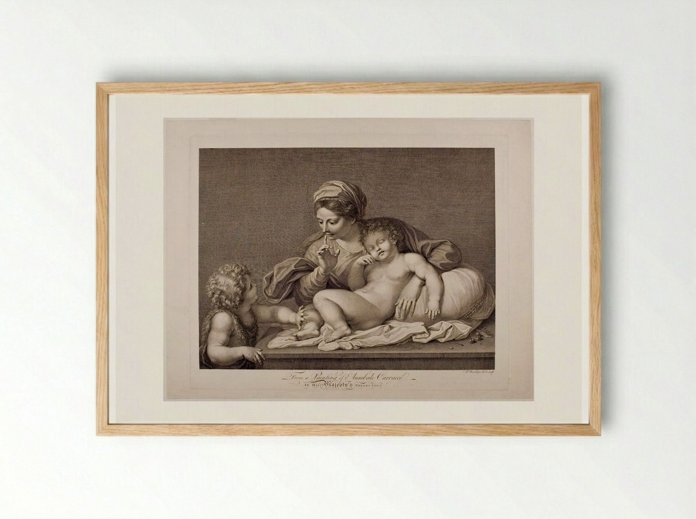 Virgin with Sleeping Child and Saint John - Francesco Bartolozzi - Framed Print Wood