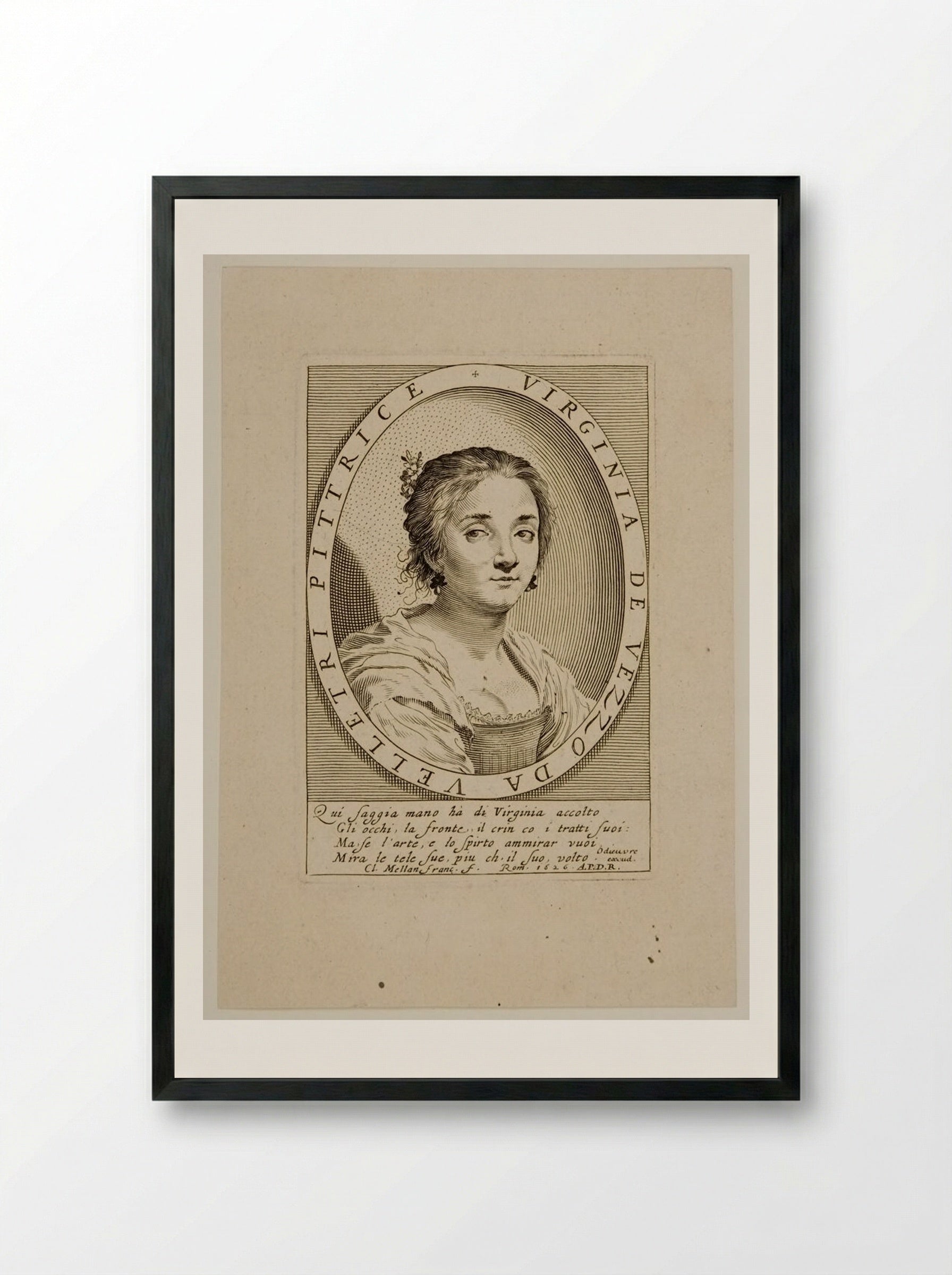 Virginia de Vezzo da Velletri - Claude Mellan - Framed Print Black