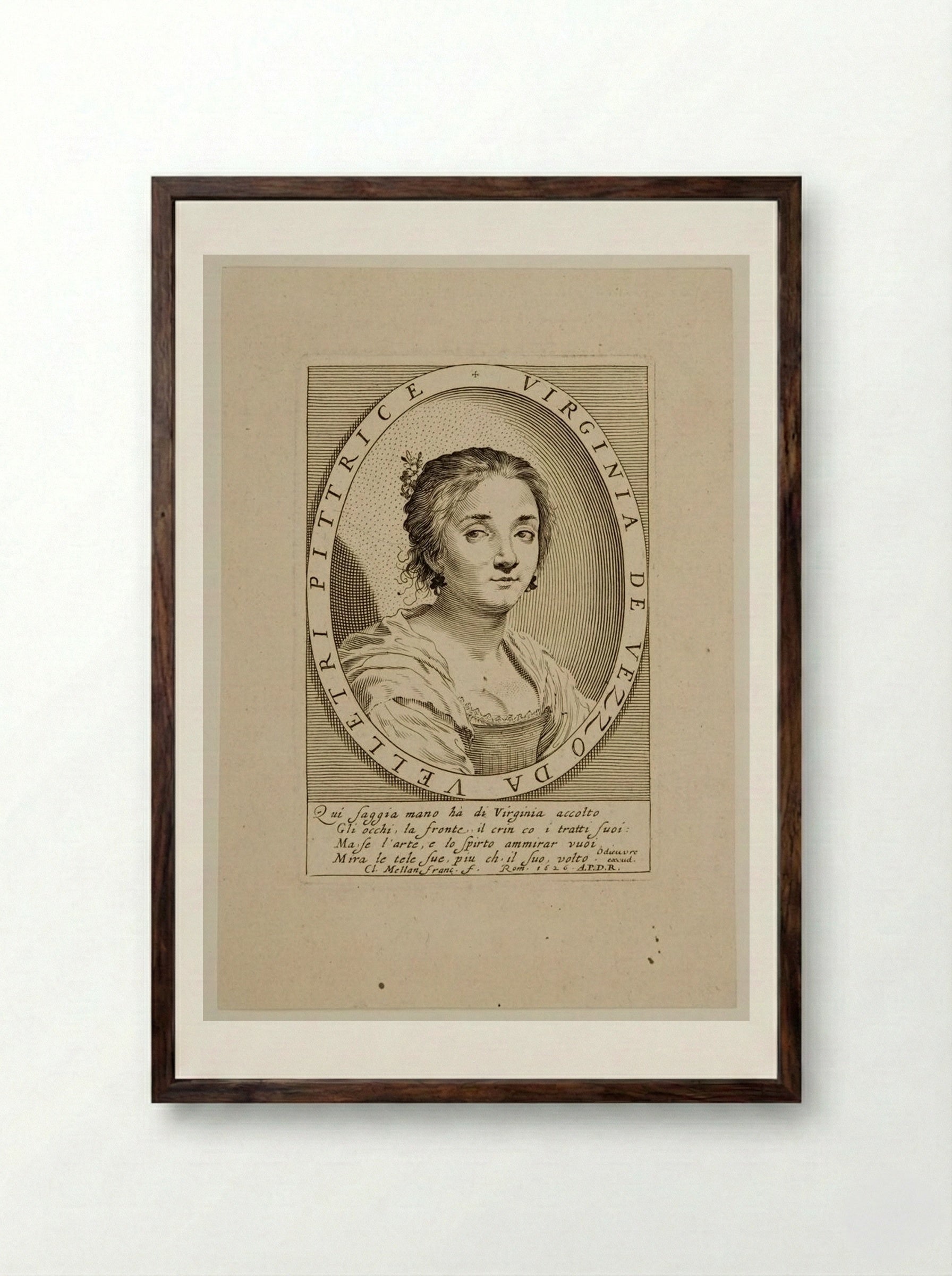 Virginia de Vezzo da Velletri - Claude Mellan - Framed Print Dark Wood