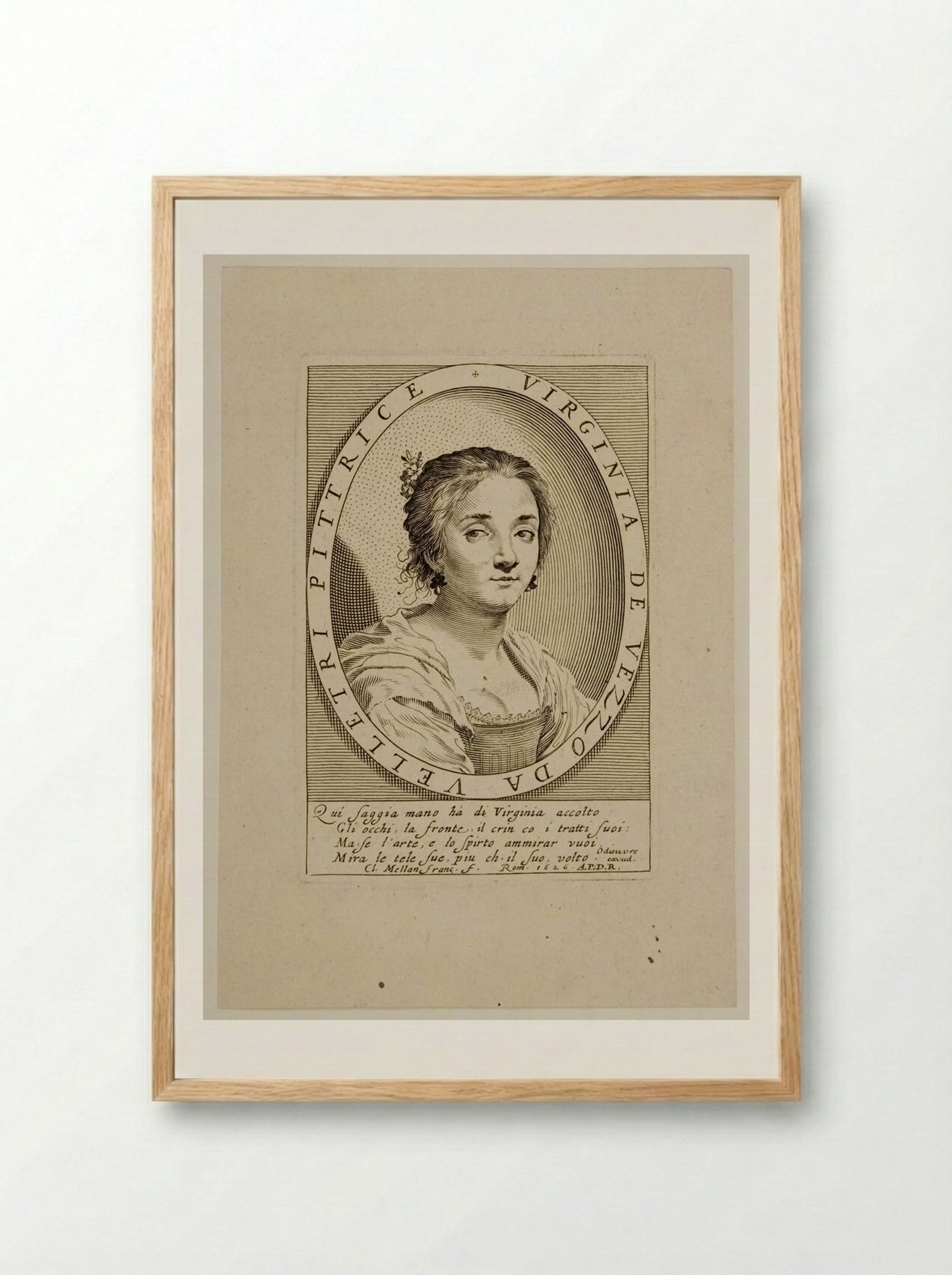 Virginia de Vezzo da Velletri - Claude Mellan - Framed Print Wood