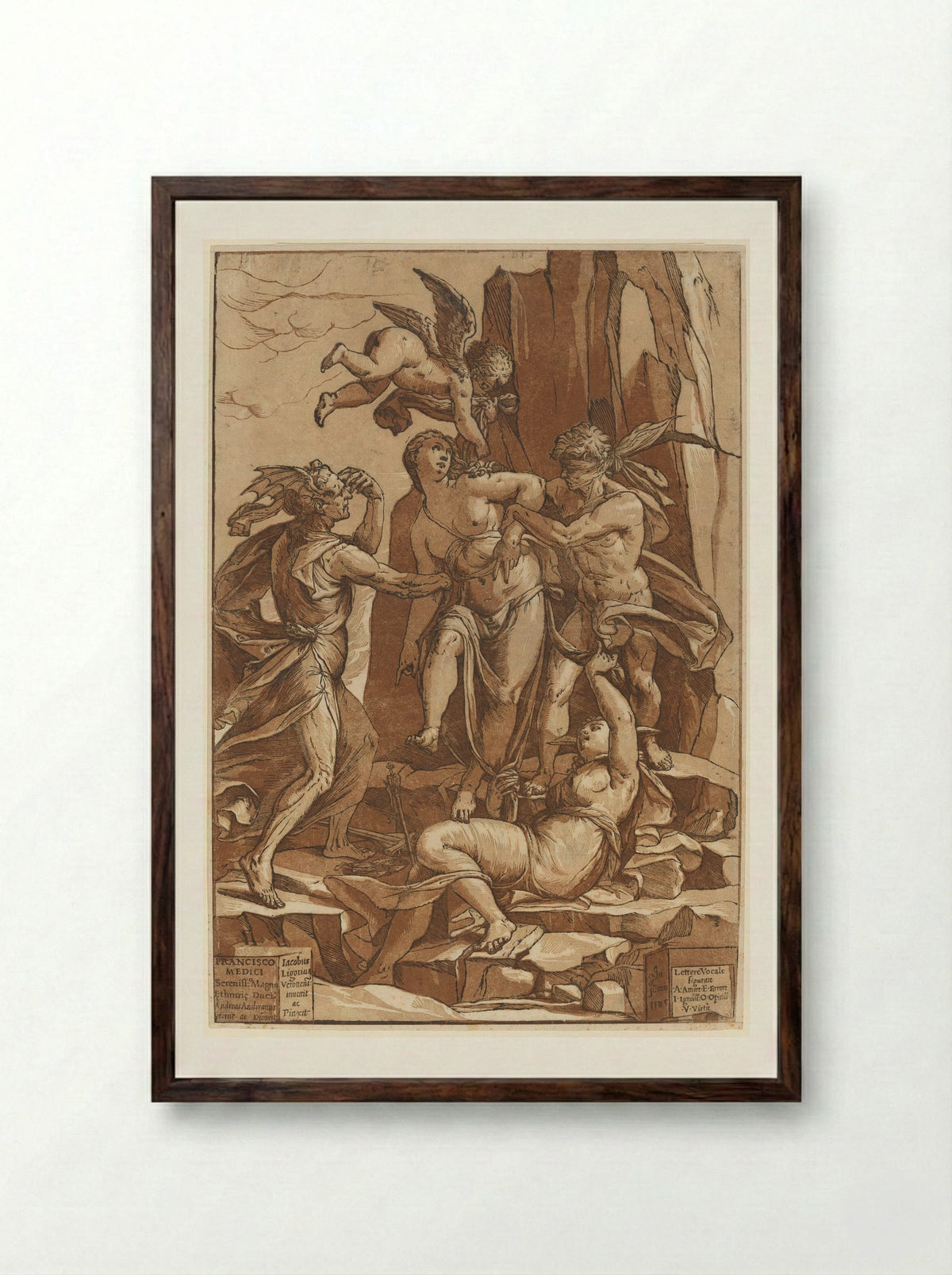 Virtue - Andrea Andreani - Framed Print Dark Wood