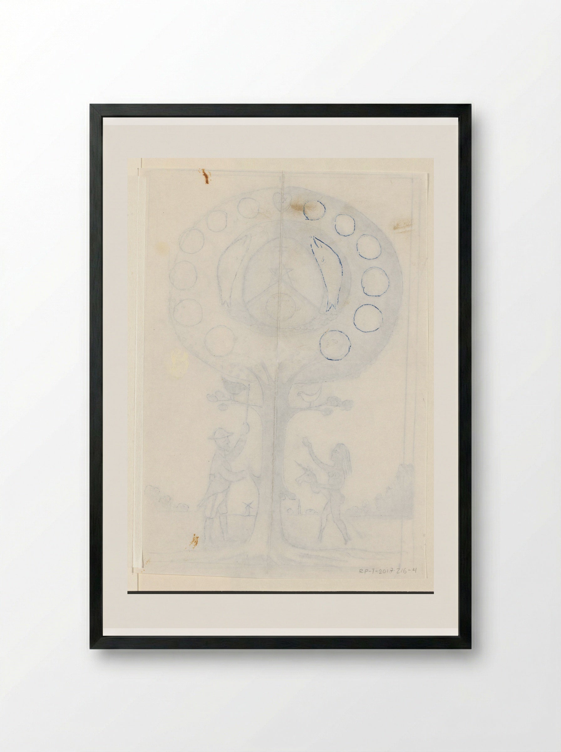 Vis met zes cirkels - Willem Westbroek - Framed Print Black