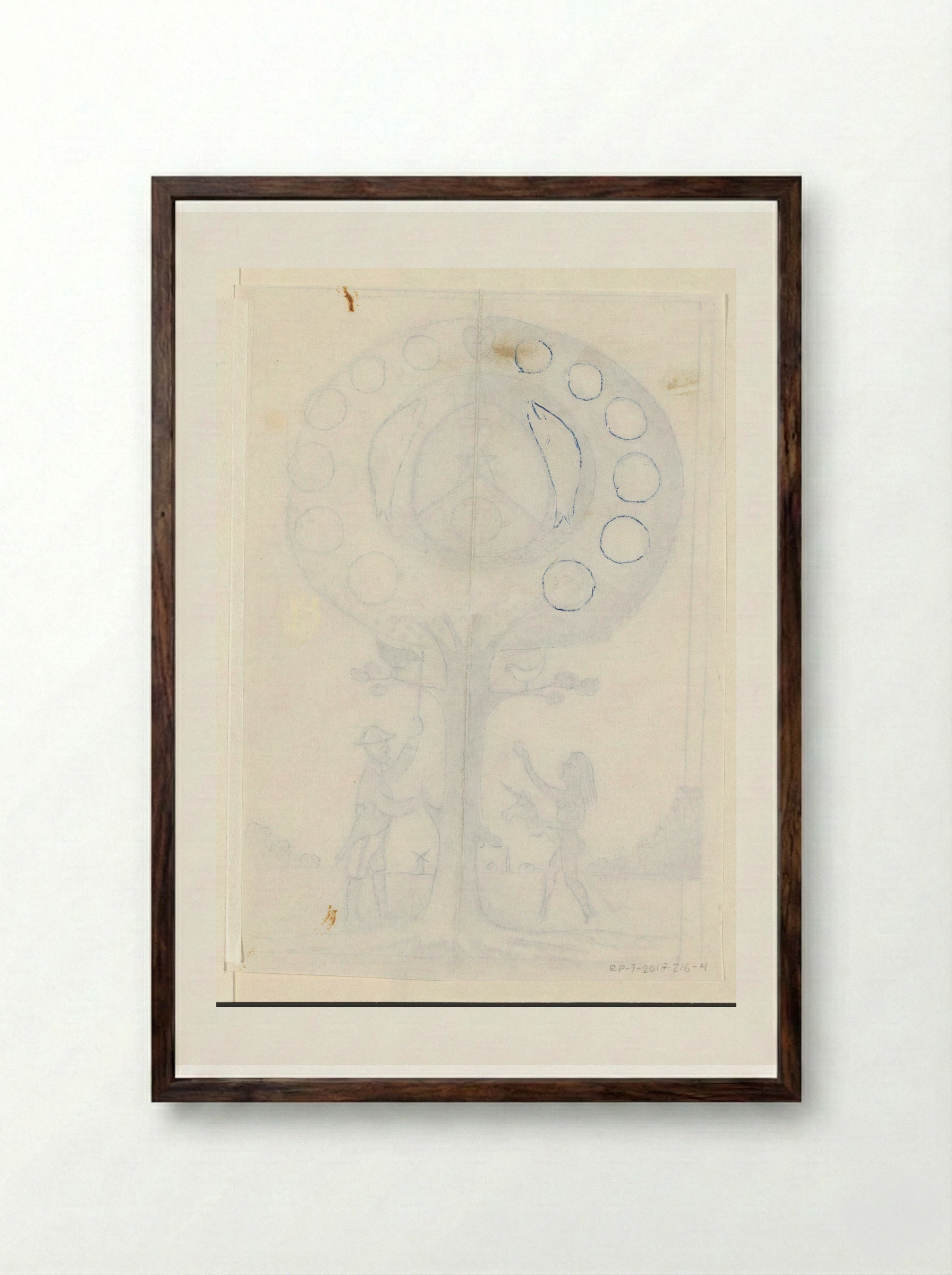 Vis met zes cirkels - Willem Westbroek - Framed Print Dark Wood