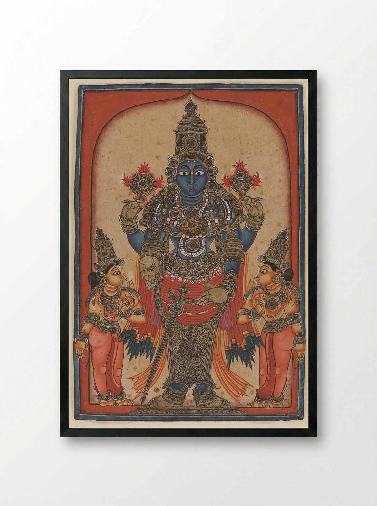 Vishnu Venkateshvara, Lord of Tirupati - Tirupati School - Framed Print Black