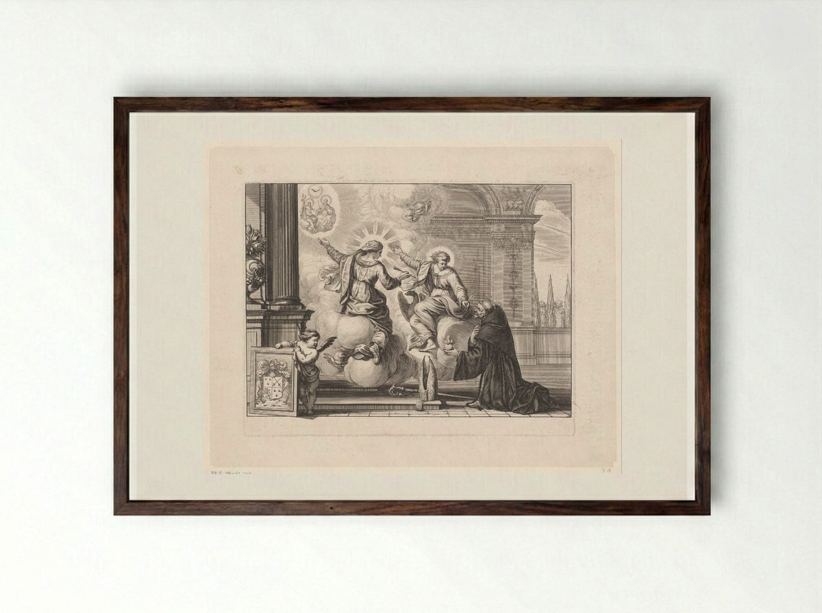 Visioen van de Heilige Augustinus - Abraham Bosse - Framed Print Dark Wood