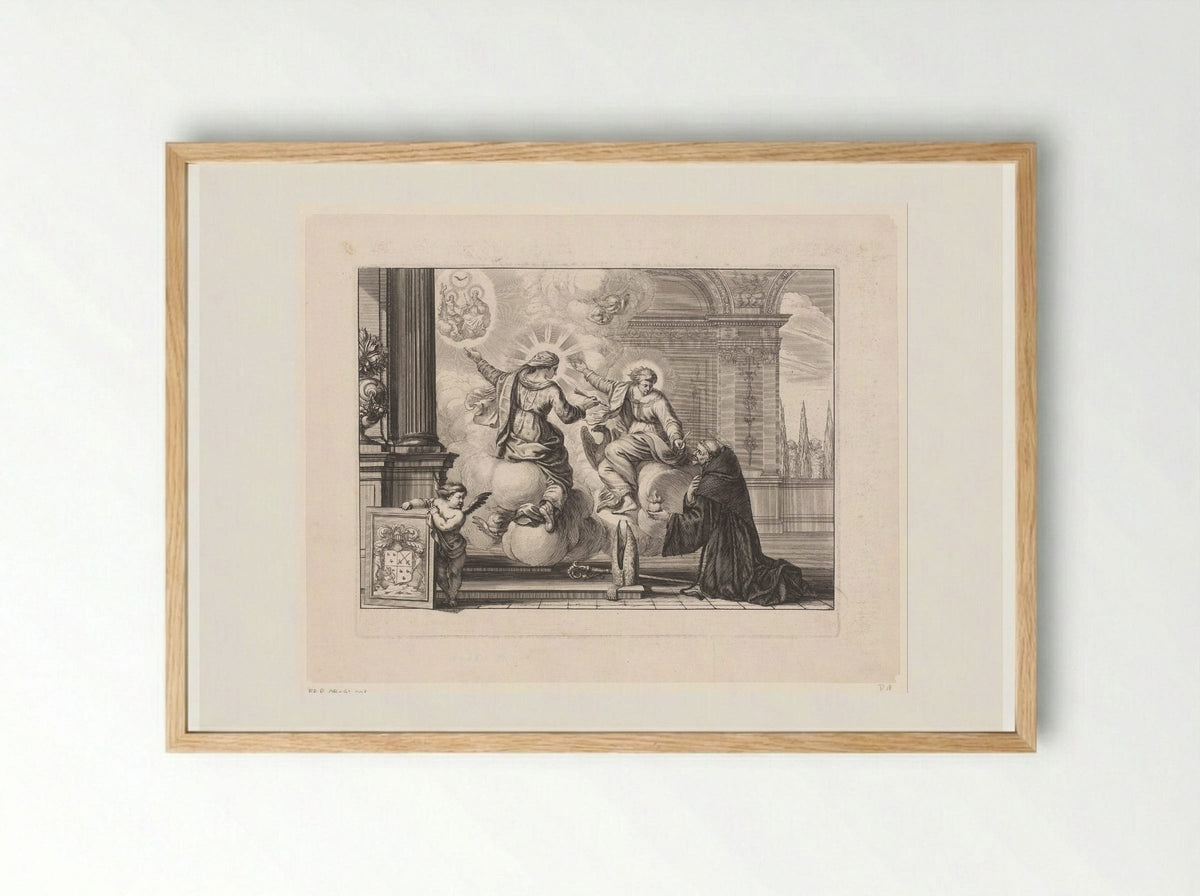 Visioen van de Heilige Augustinus - Abraham Bosse - Framed Print Wood