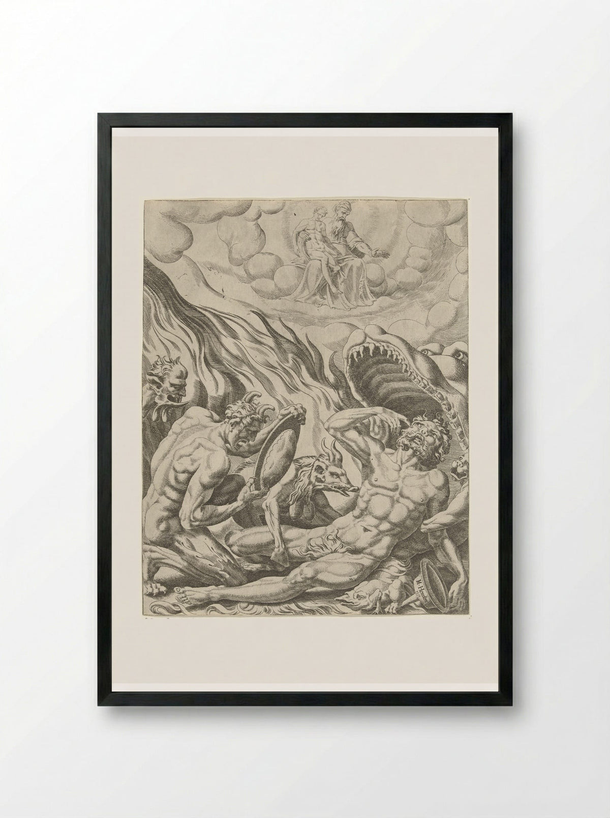 Visioen van de rijke man in de hel - Dirck Volckertsz. Coornhert - Framed Print Black