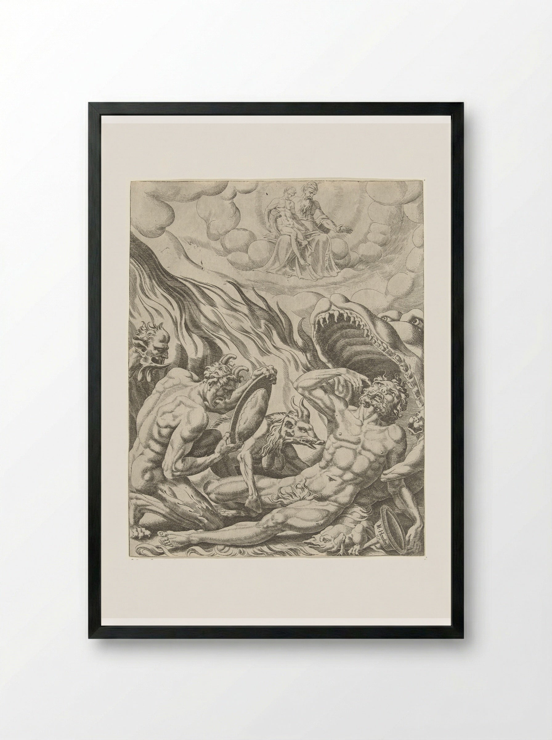 Visioen van de rijke man in de hel - Dirck Volckertsz. Coornhert - Framed Print Black