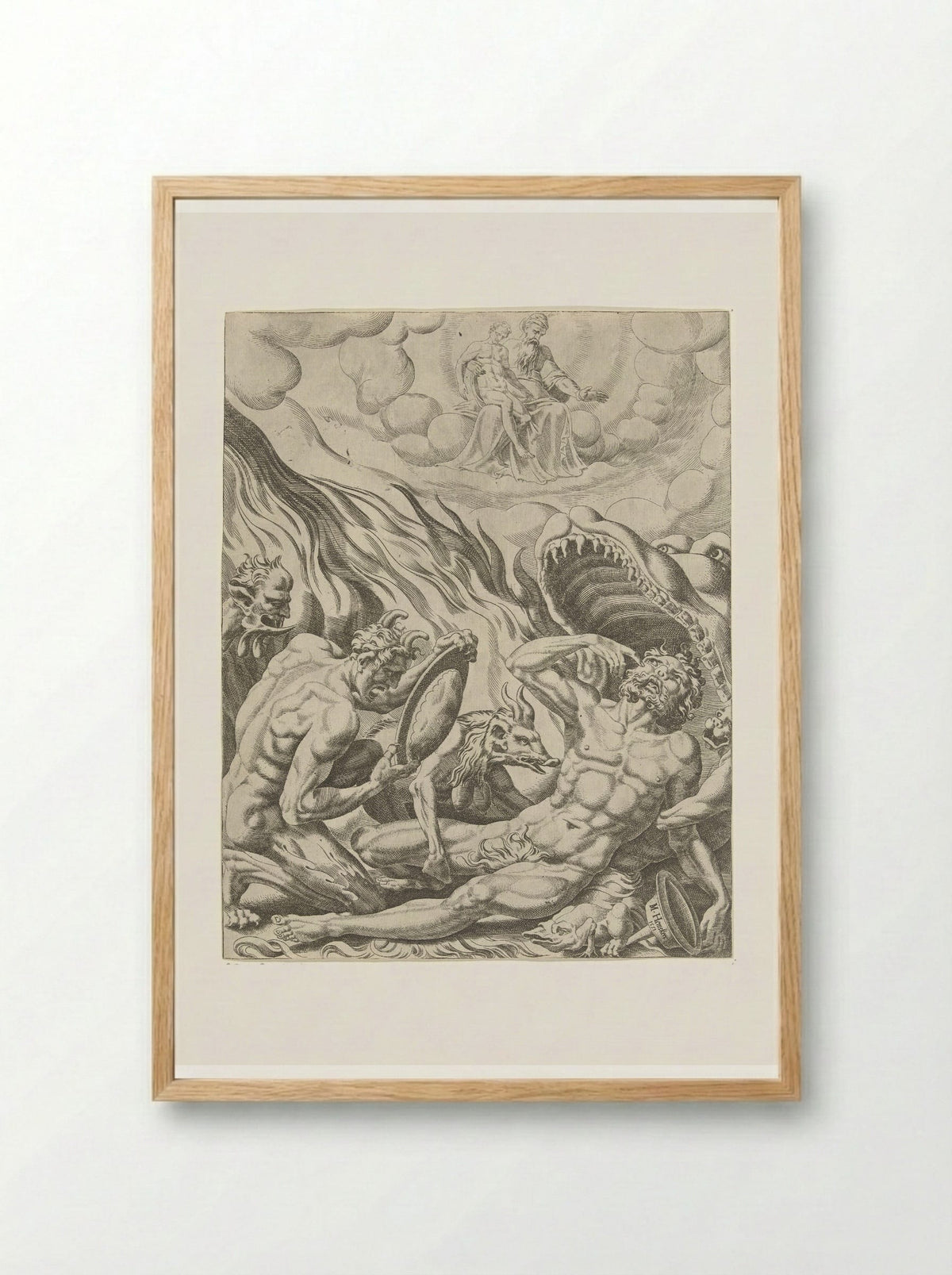 Visioen van de rijke man in de hel - Dirck Volckertsz. Coornhert - Framed Print Wood
