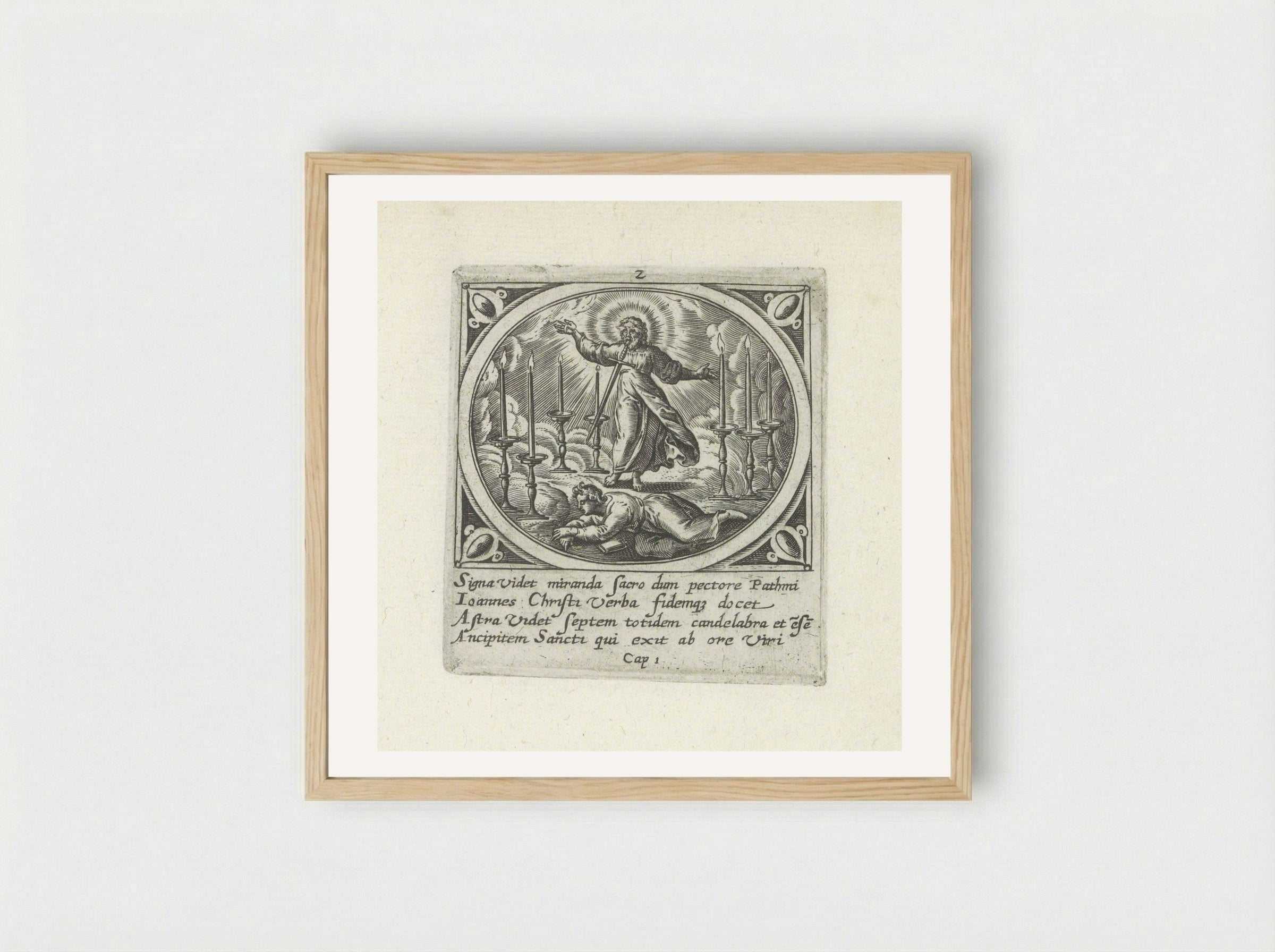 Visioen van de zeven gouden lampenstandaards - Gerard de Jode - Framed Print Wood