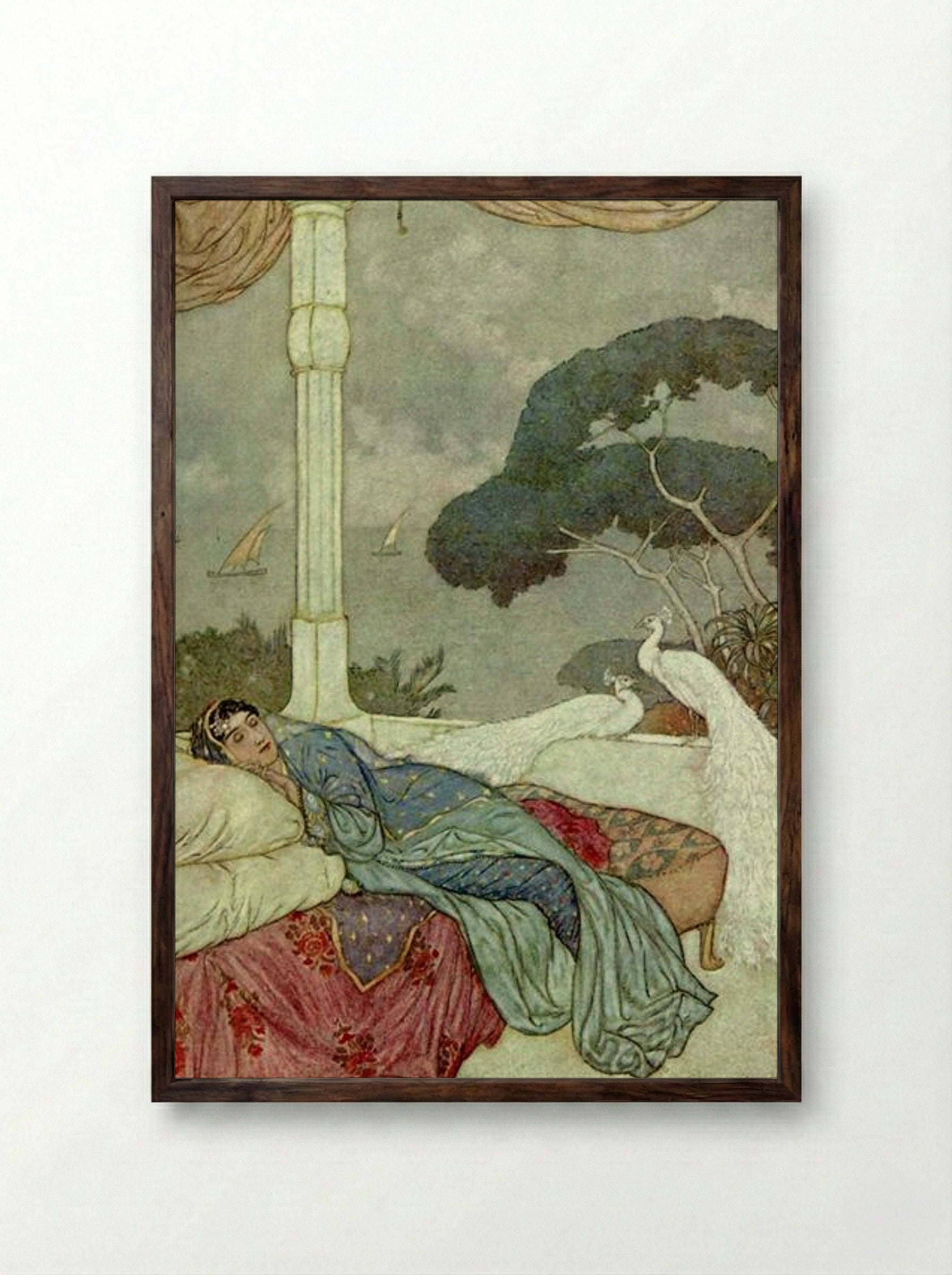 Vision (from The Rubaiyat of Omar Khayyam) - Edmund Dulac - Framed Print Dark Wood
