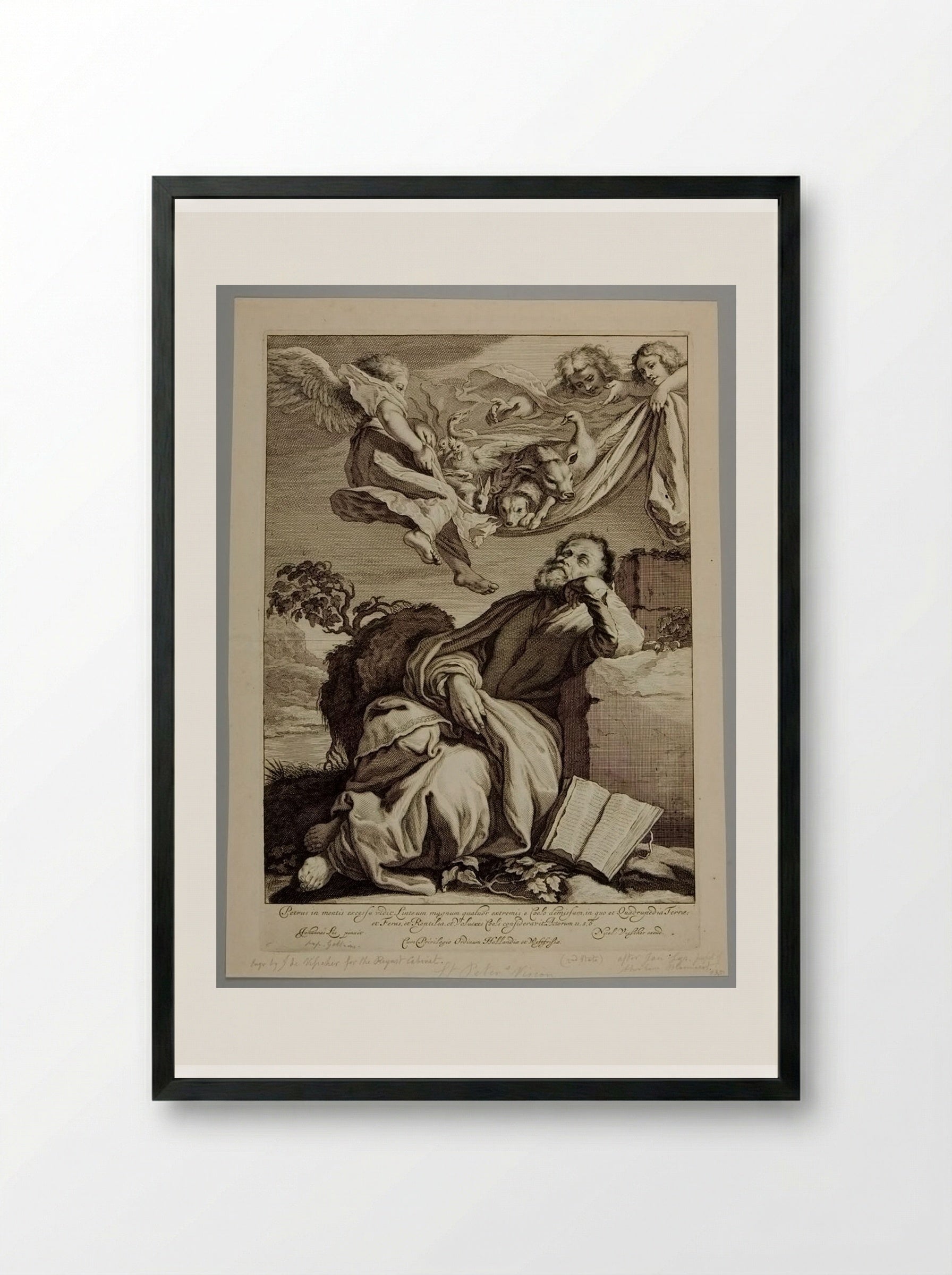 Vision of Saint Peter - Johannes Visscher - Framed Print Black