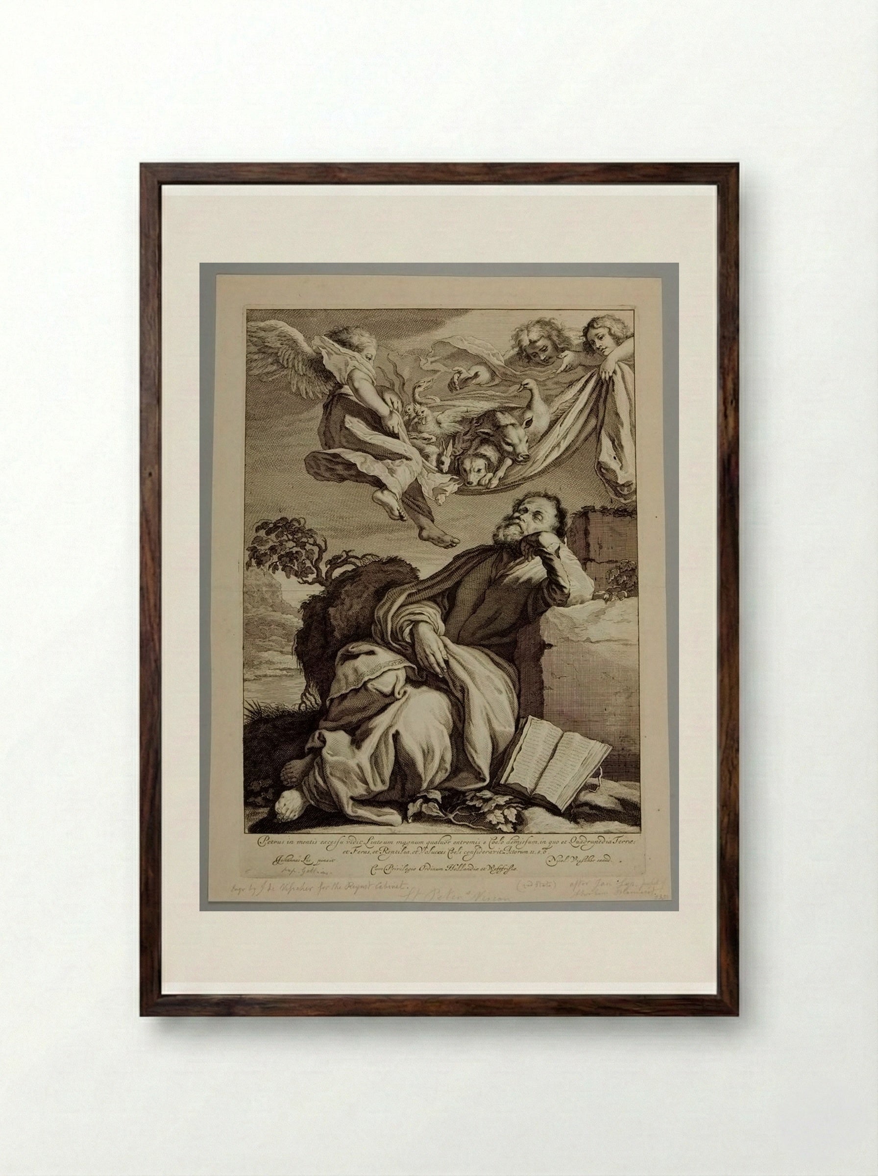 Vision of Saint Peter - Johannes Visscher - Framed Print Dark Wood