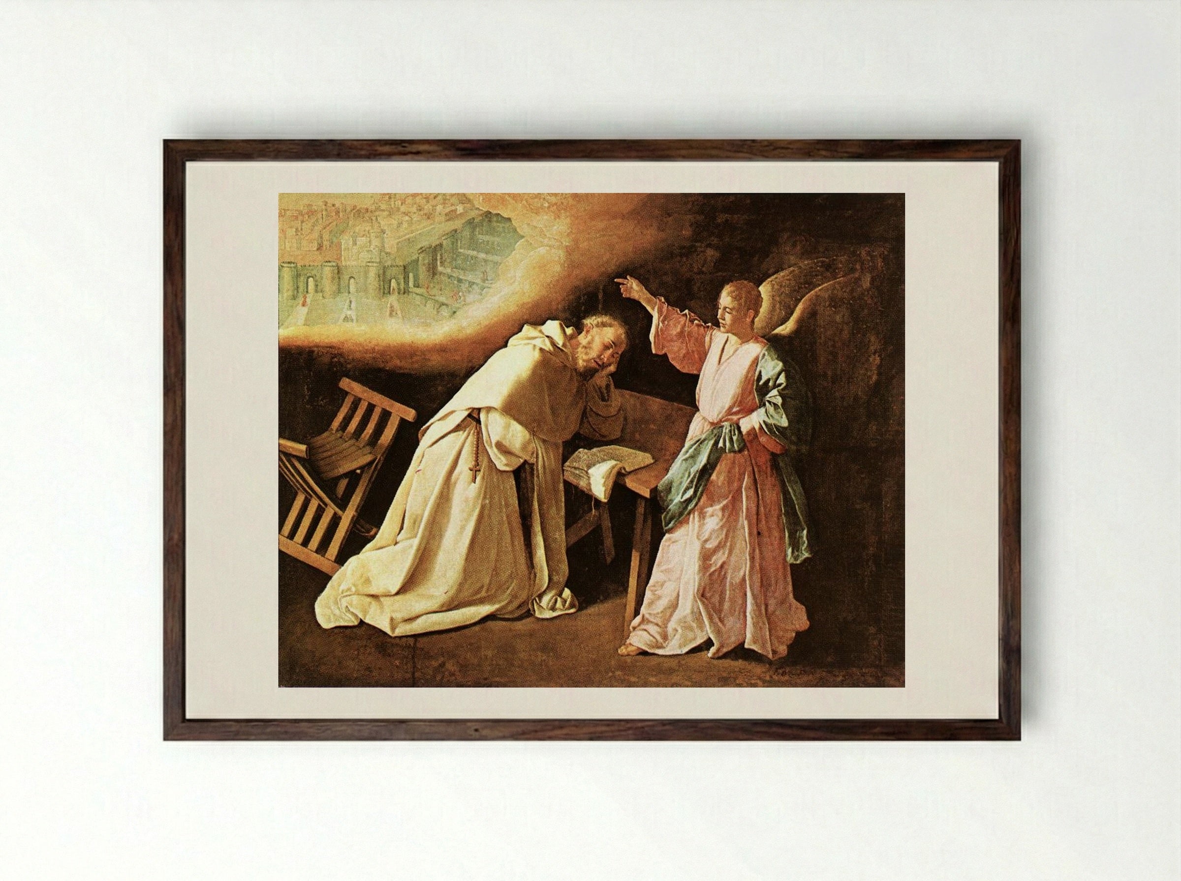 Vision of St. Peter Nolasco - Francisco de Zurbarán - Framed Print Dark Wood