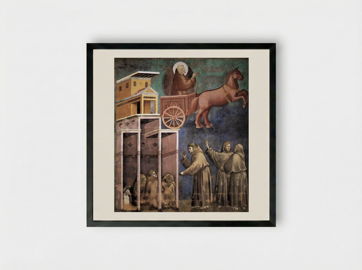 Vision of the Flaming Chariot - Giotto di Bondone - Framed Print Black