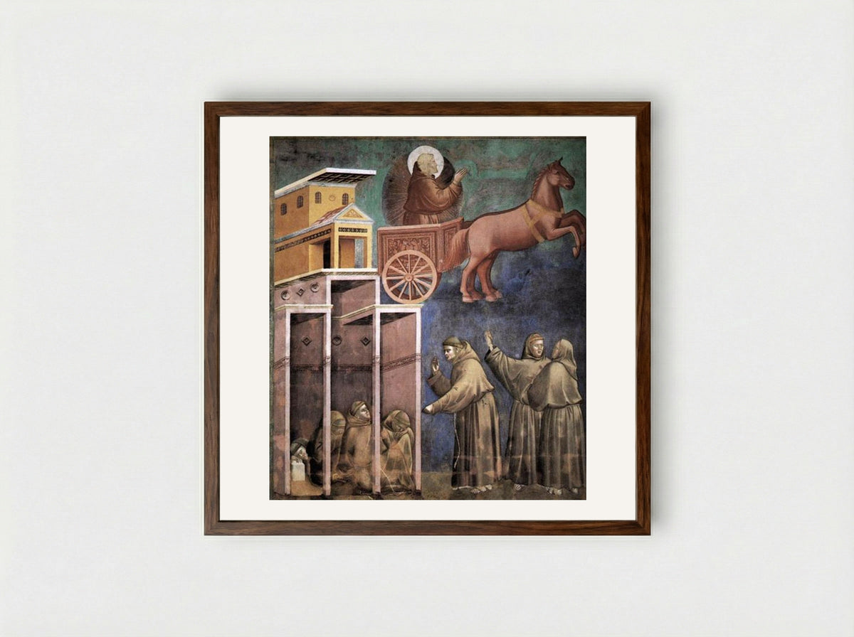 Vision of the Flaming Chariot - Giotto di Bondone - Framed Print Dark Wood