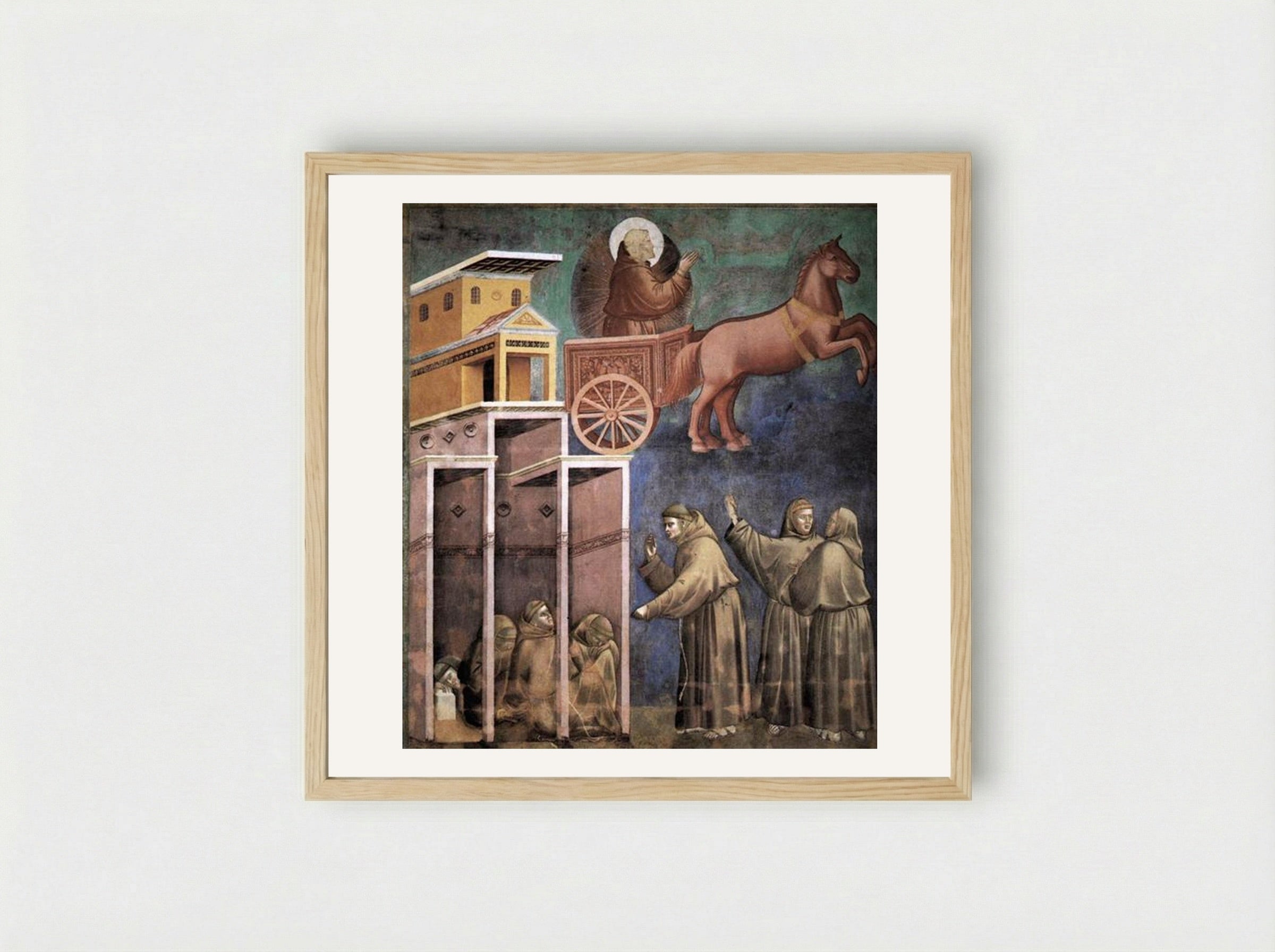 Vision of the Flaming Chariot - Giotto di Bondone - Framed Print Wood