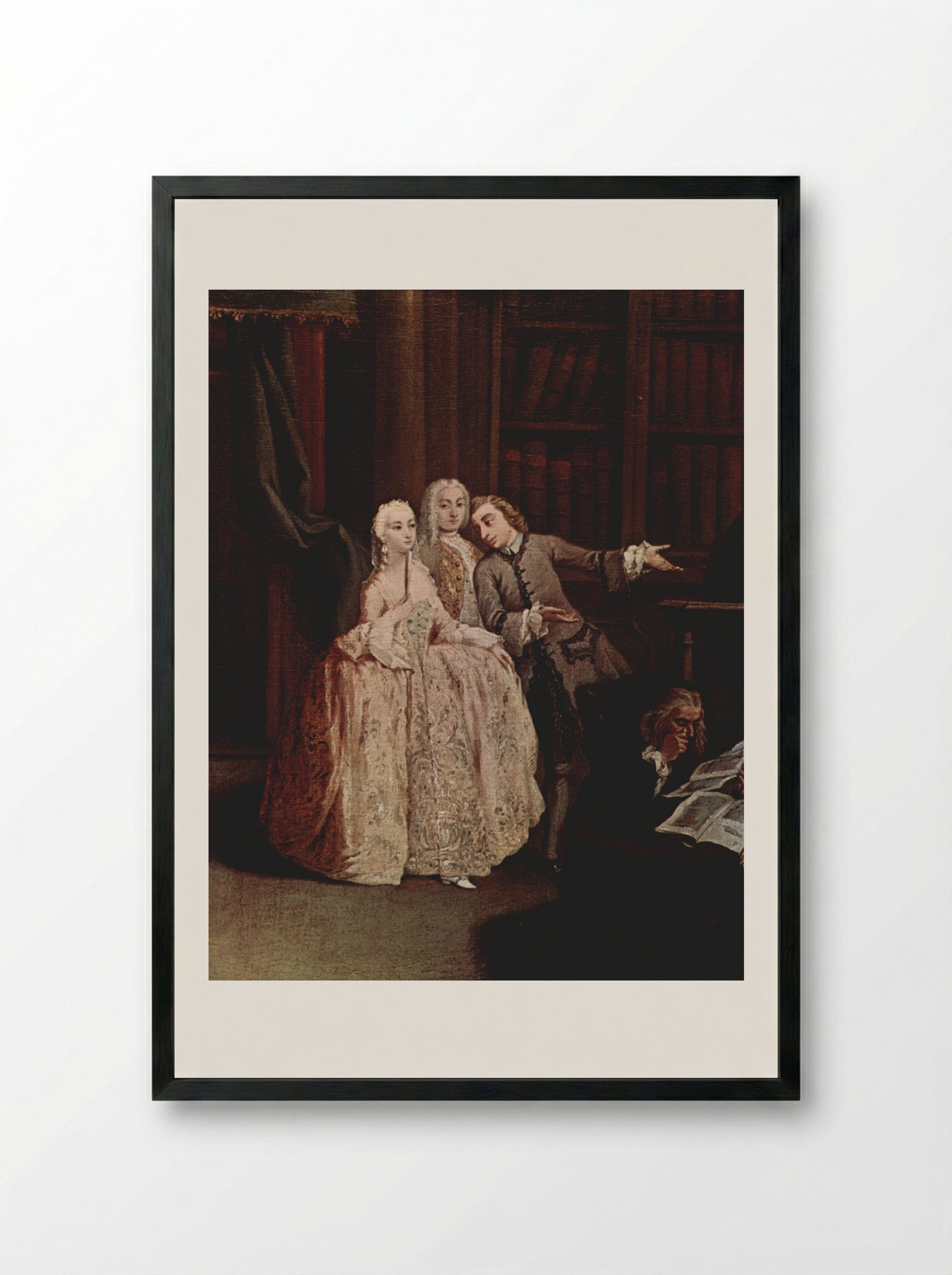 Visit to a Library - Pietro Longhi - Framed Print Black