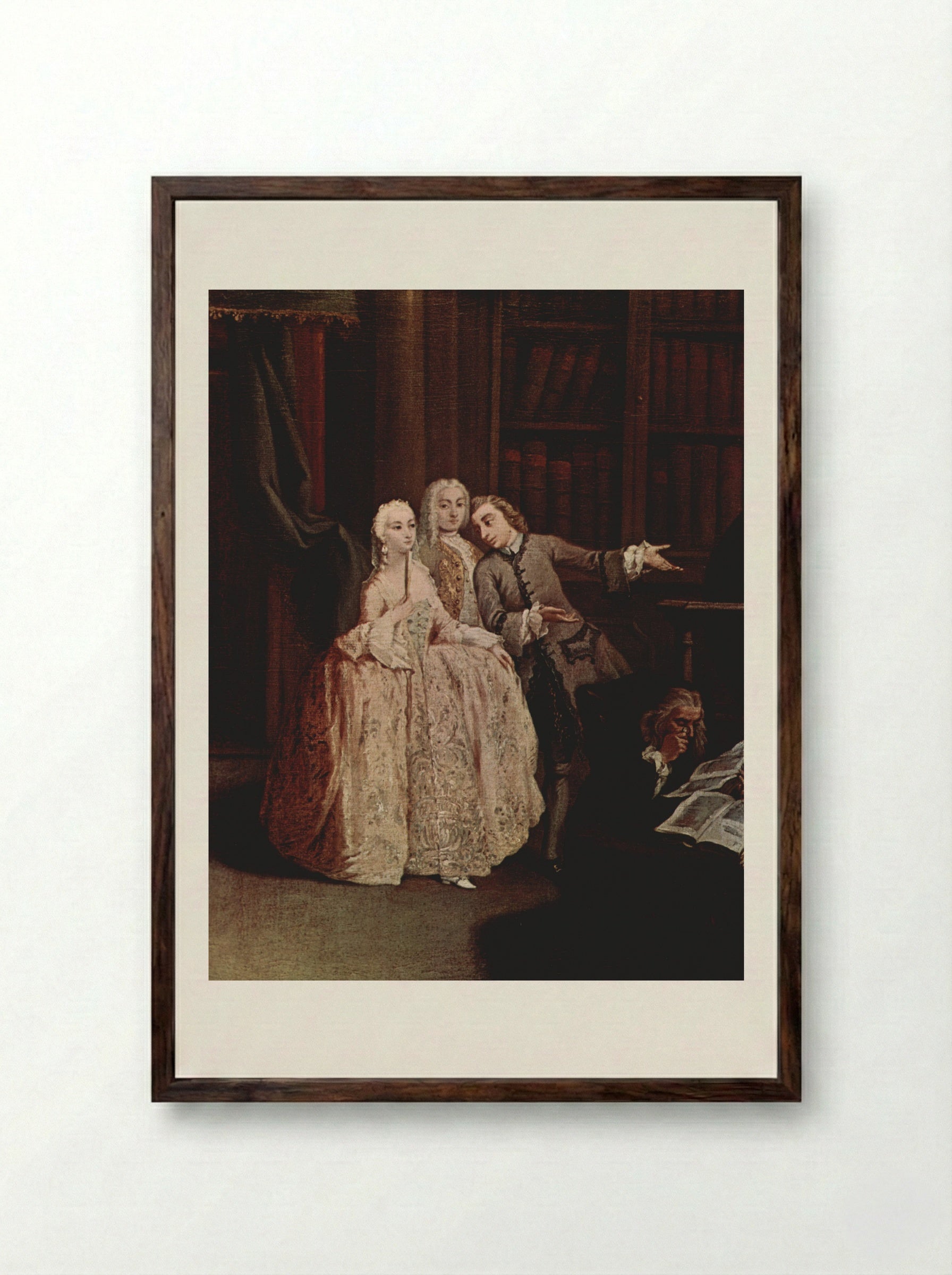 Visit to a Library - Pietro Longhi - Framed Print Dark Wood