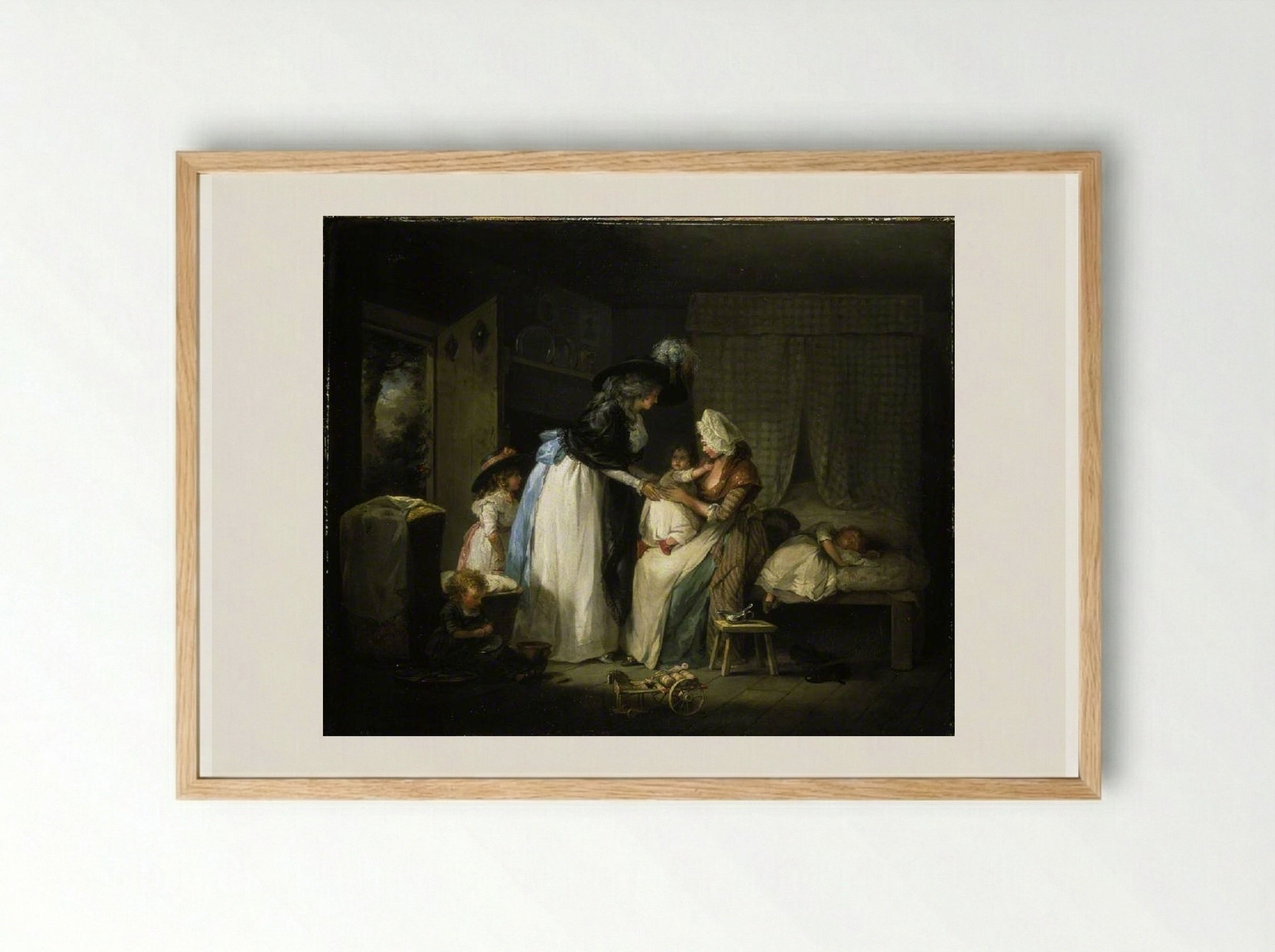 Visit to the Child at Nurse - George Morland - Framed Print Wood