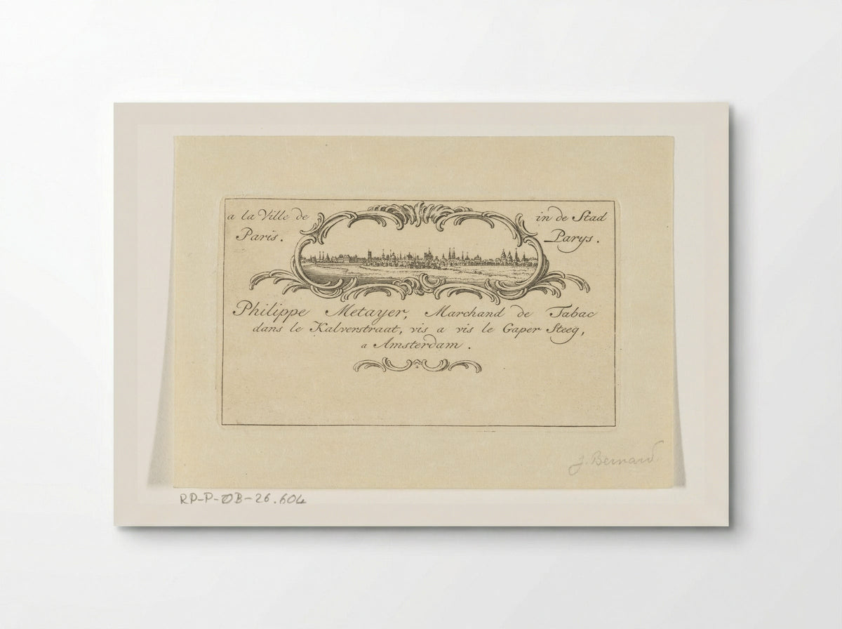 Visitekaart van Philippe Metayer, tabakshandelaar - Jean Bernard - Poster
