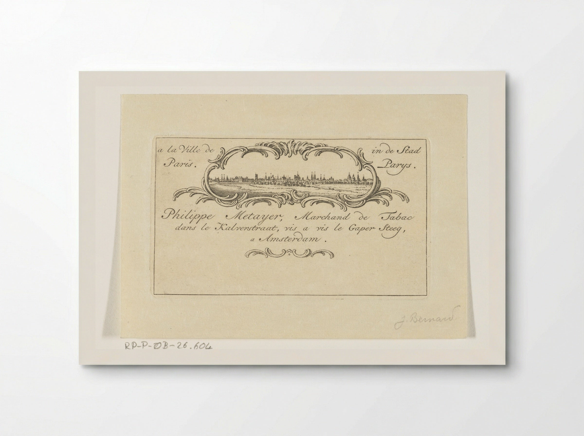 Visitekaart van Philippe Metayer, tabakshandelaar - Jean Bernard - Poster
