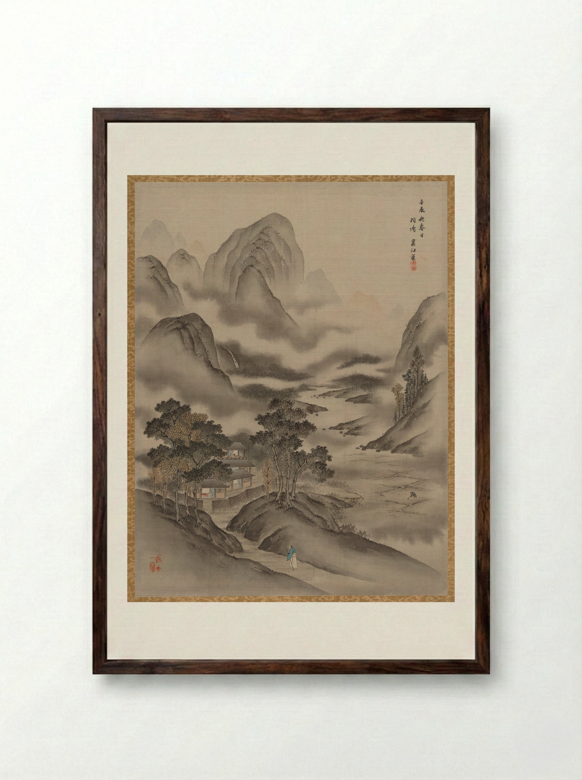Visiting a Friend - Seki Shūkō - Framed Print Dark Wood