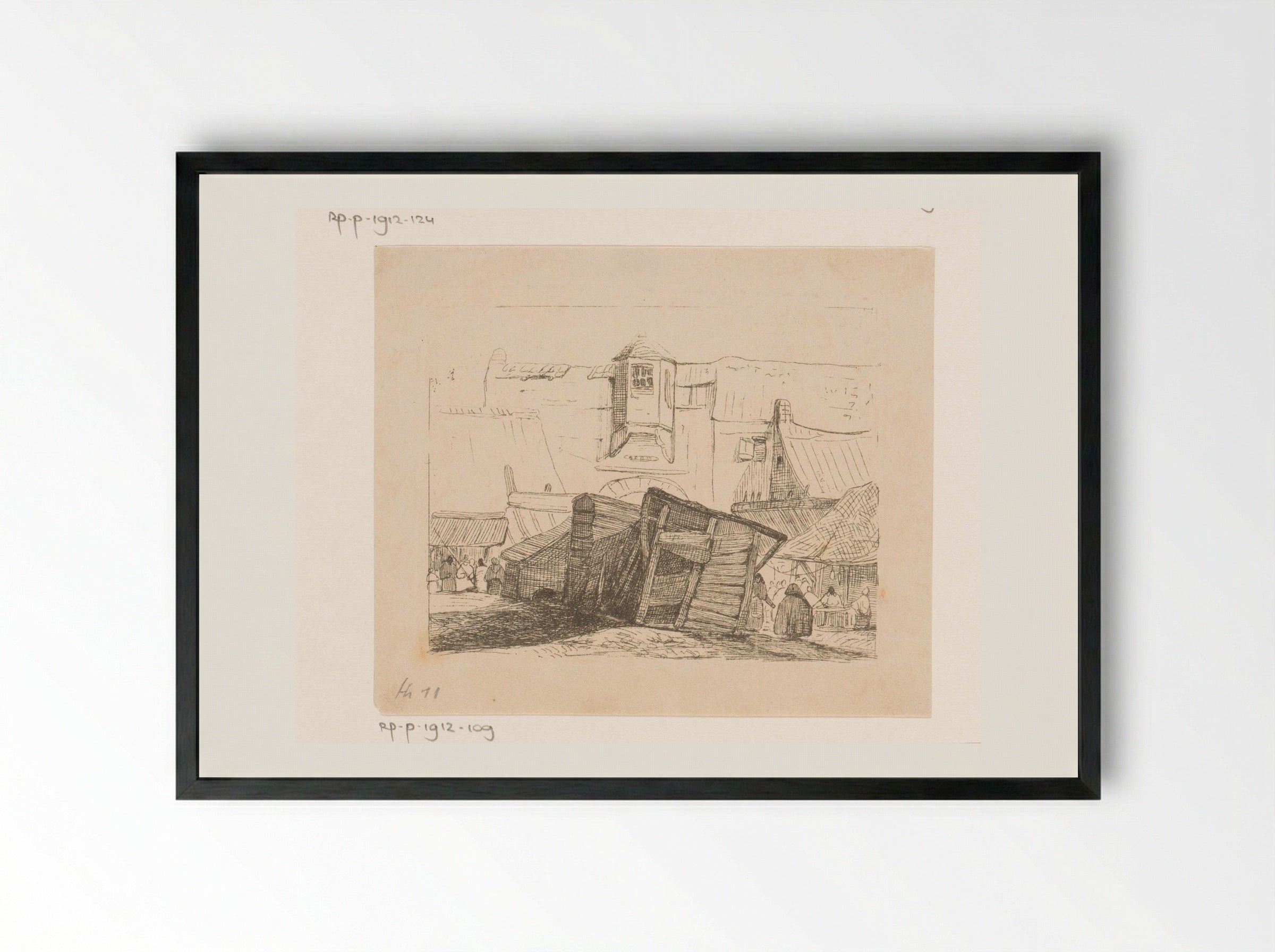 Vismarkt in Antwerpen - Egidius Linnig - Framed Print Black