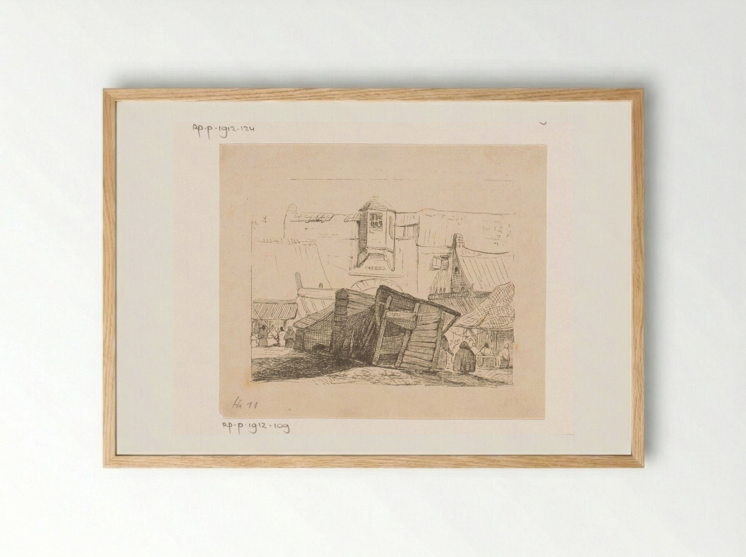 Vismarkt in Antwerpen - Egidius Linnig - Framed Print Wood