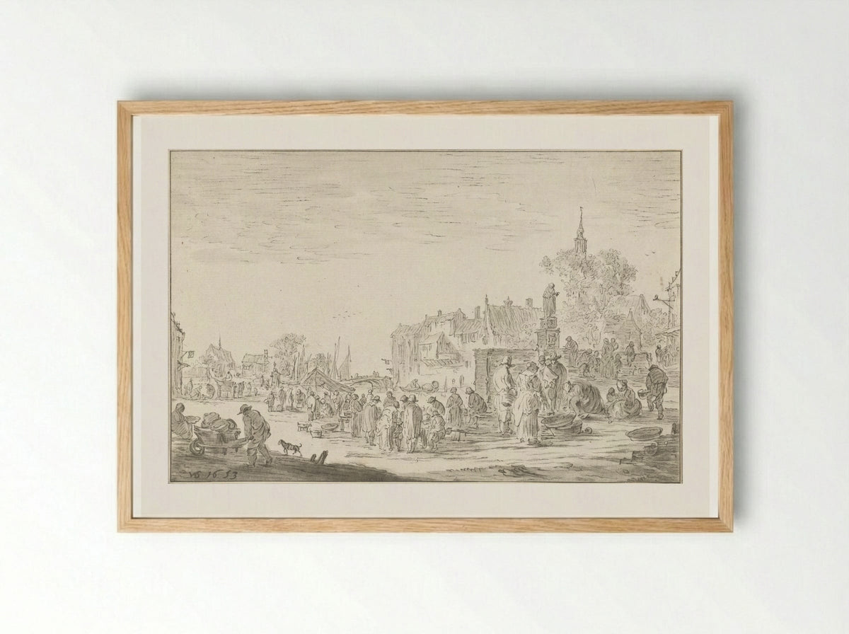 Vismarkt - Cornelis Ploos van Amstel - Framed Print Wood