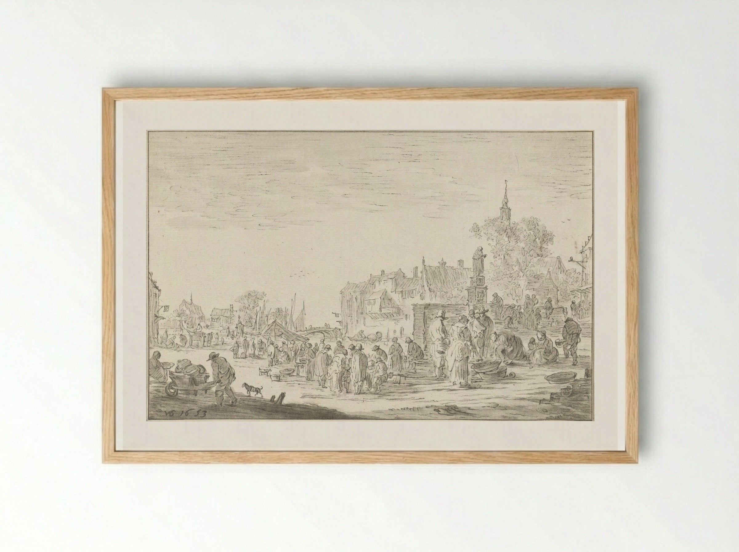 Vismarkt - Cornelis Ploos van Amstel - Framed Print Wood