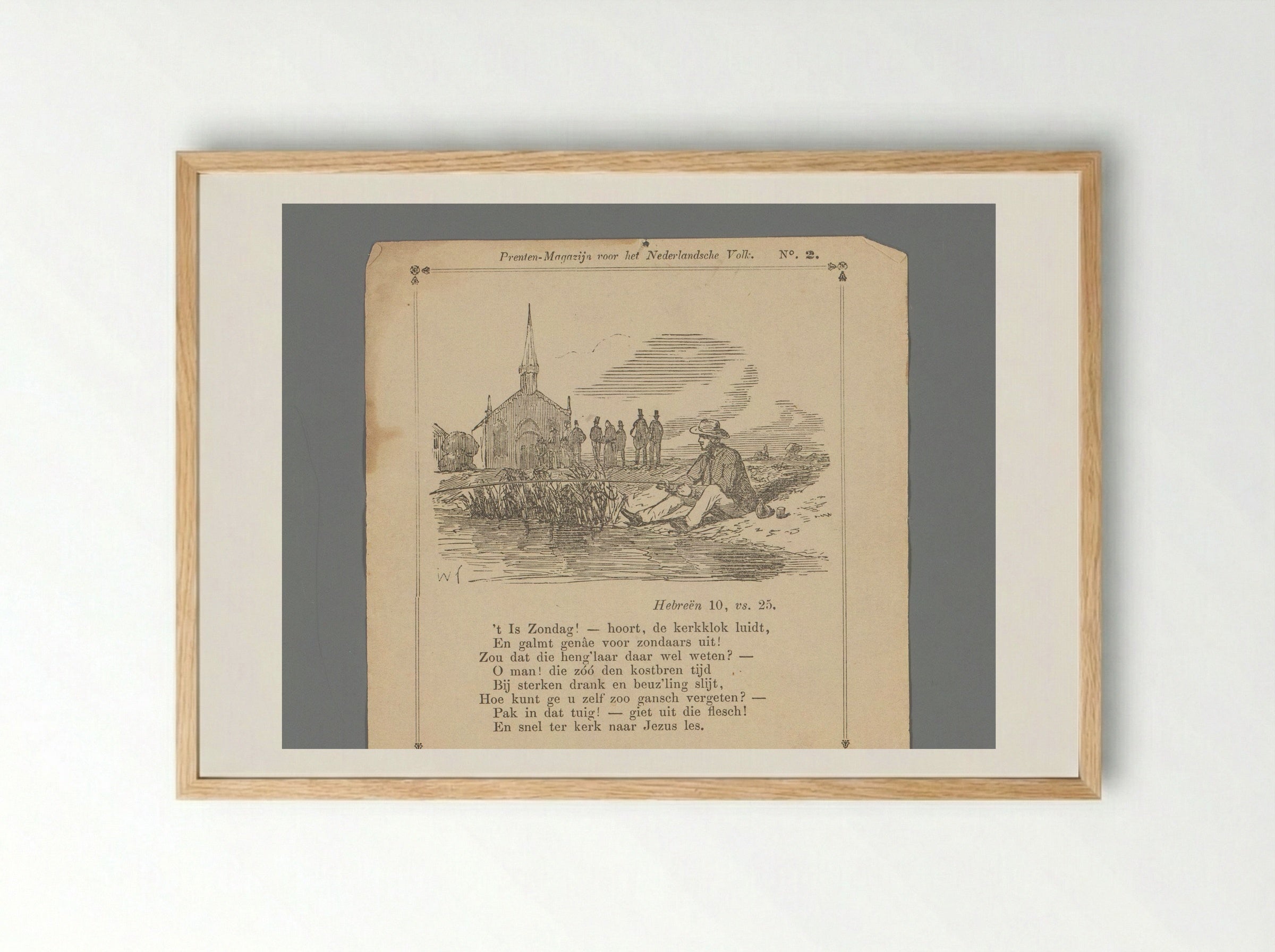 Vissende man bij een kerk op zondag - Isaac Weissenbruch - Framed Print Wood