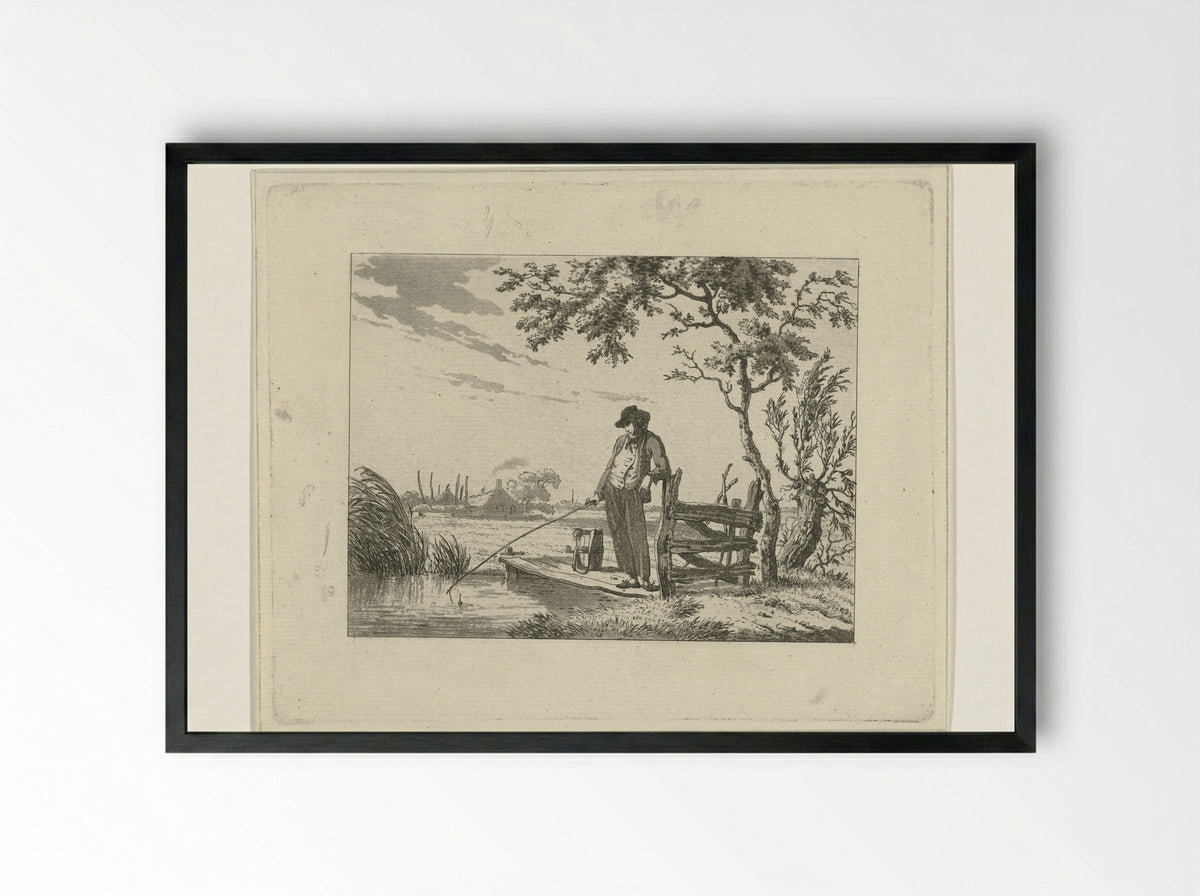 Visser op vlonder - Hermanus Fock - Framed Print Black