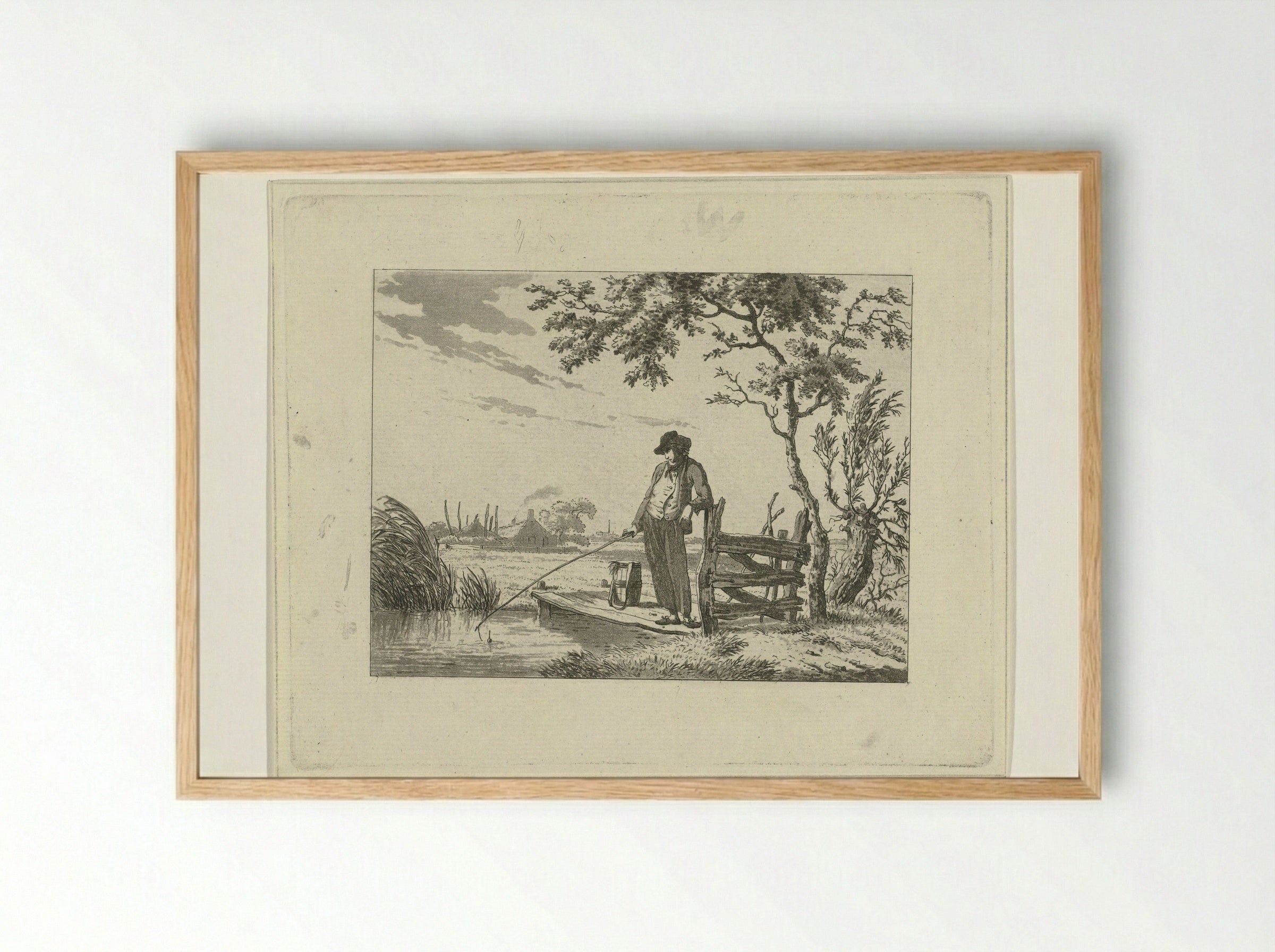 Visser op vlonder - Hermanus Fock - Framed Print Wood