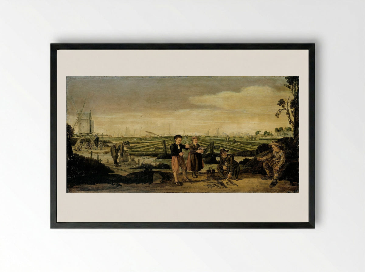 Vissers en boeren (Fishermen and Farmers) - Arent Arentsz. - Framed Print Black
