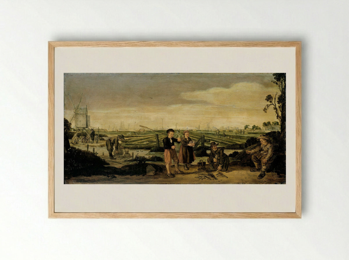 Vissers en boeren (Fishermen and Farmers) - Arent Arentsz. - Framed Print Wood