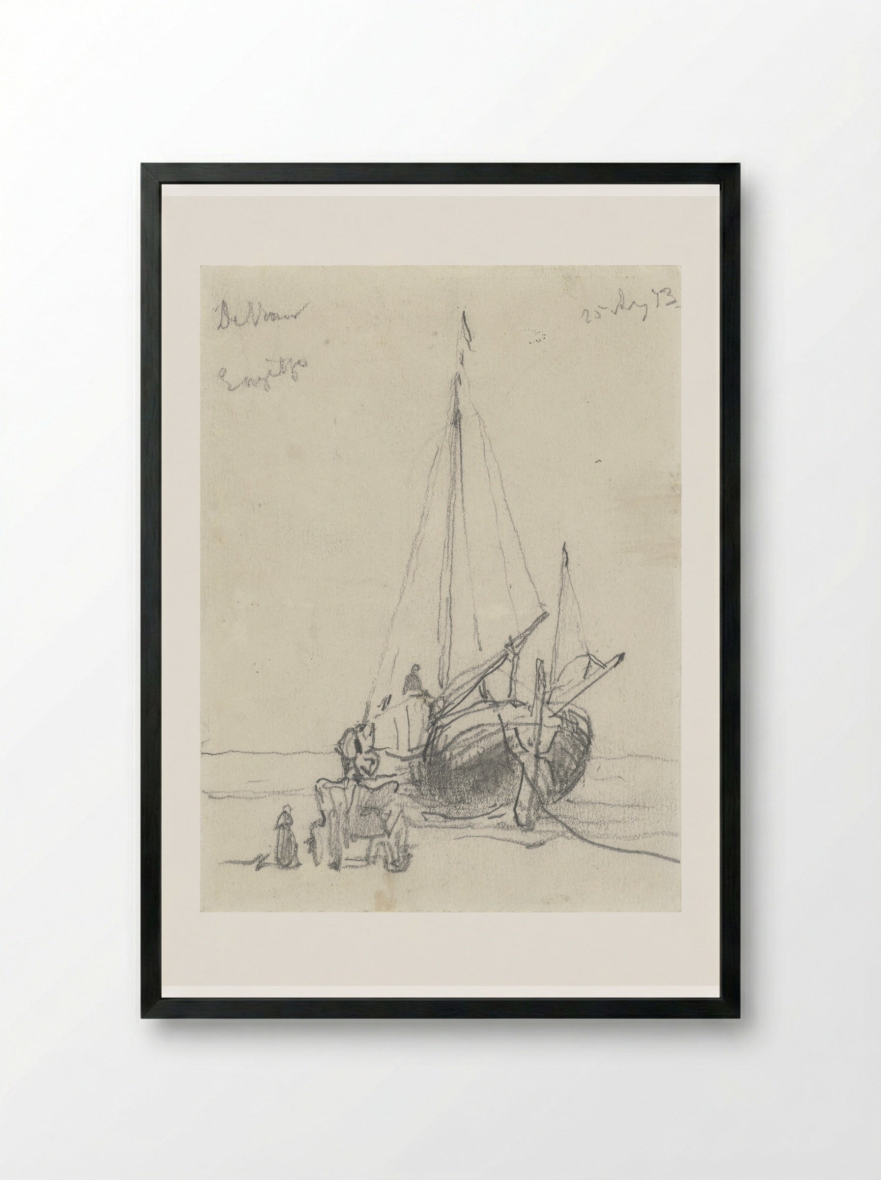 Vissersboot op het strand - Johannes Bosboom - Framed Print Black