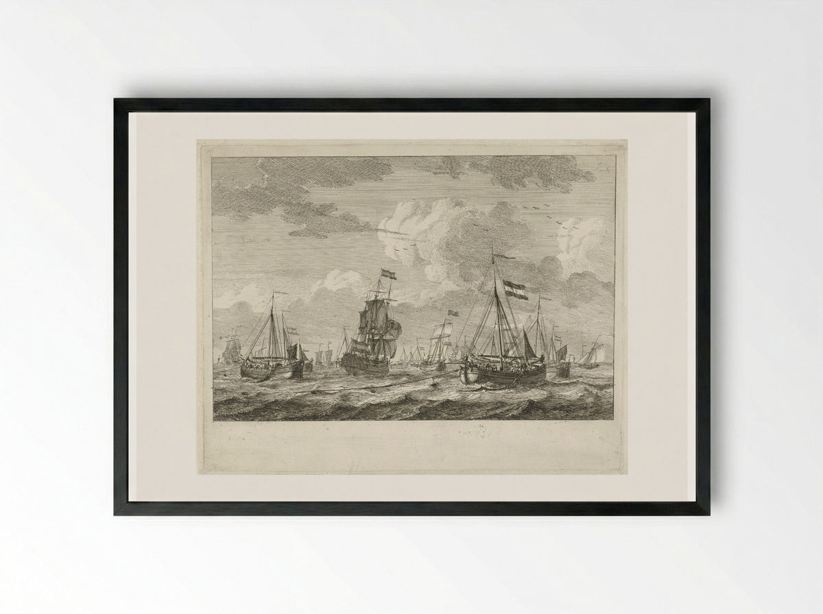 Vissersboten op open water - Gerrit Groenewegen - Framed Print Black