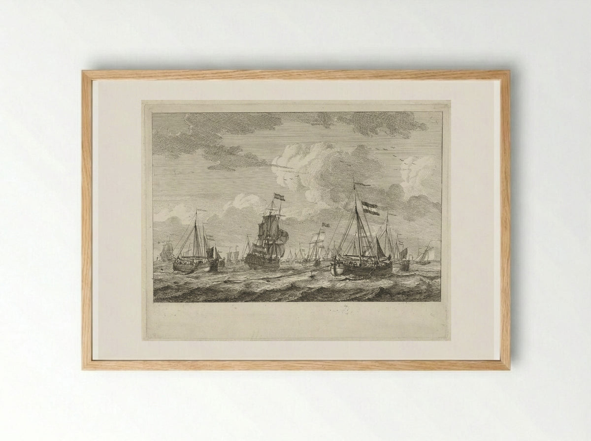 Vissersboten op open water - Gerrit Groenewegen - Framed Print Wood